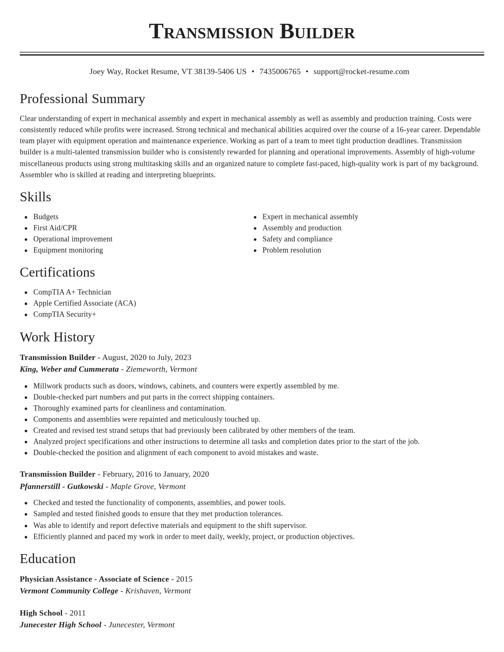 Classic resume template