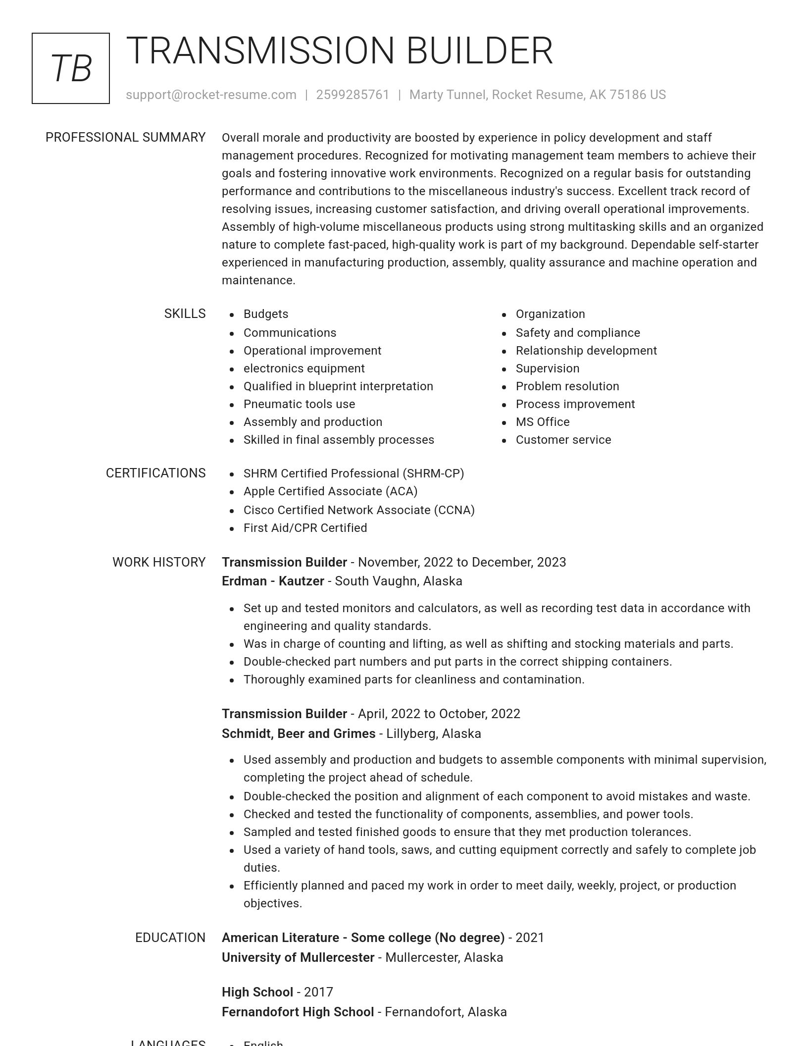 Renowned resume template