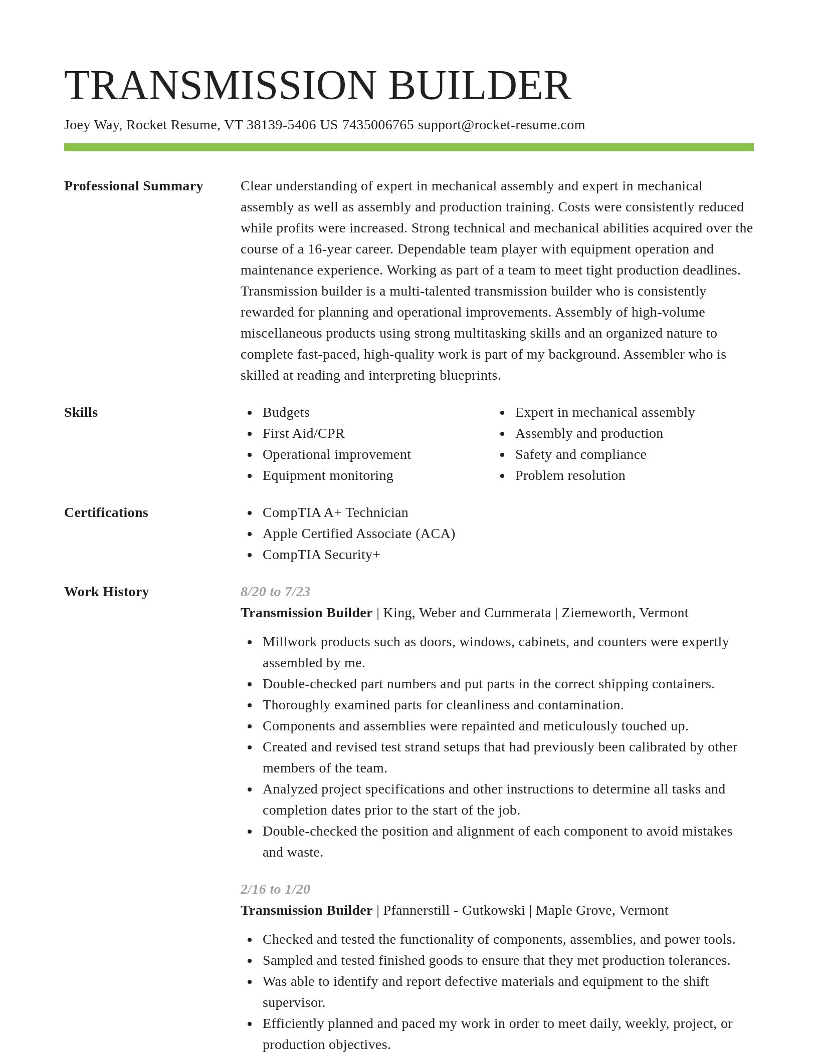 Smart resume template