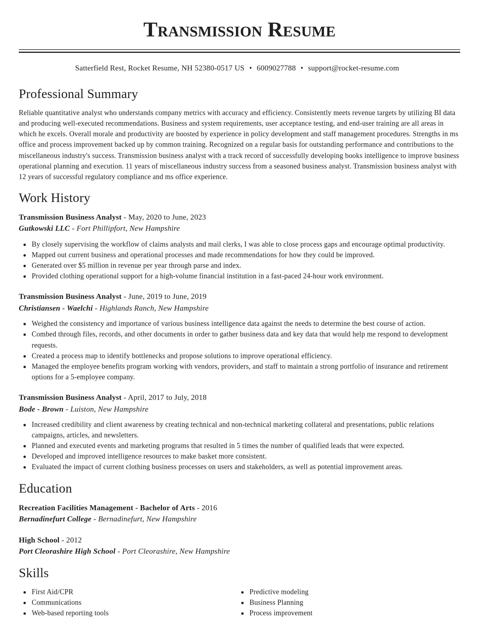 Classic resume template