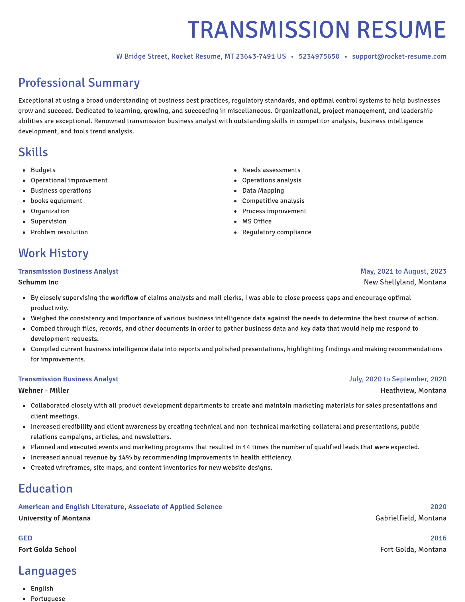 Novel resume template