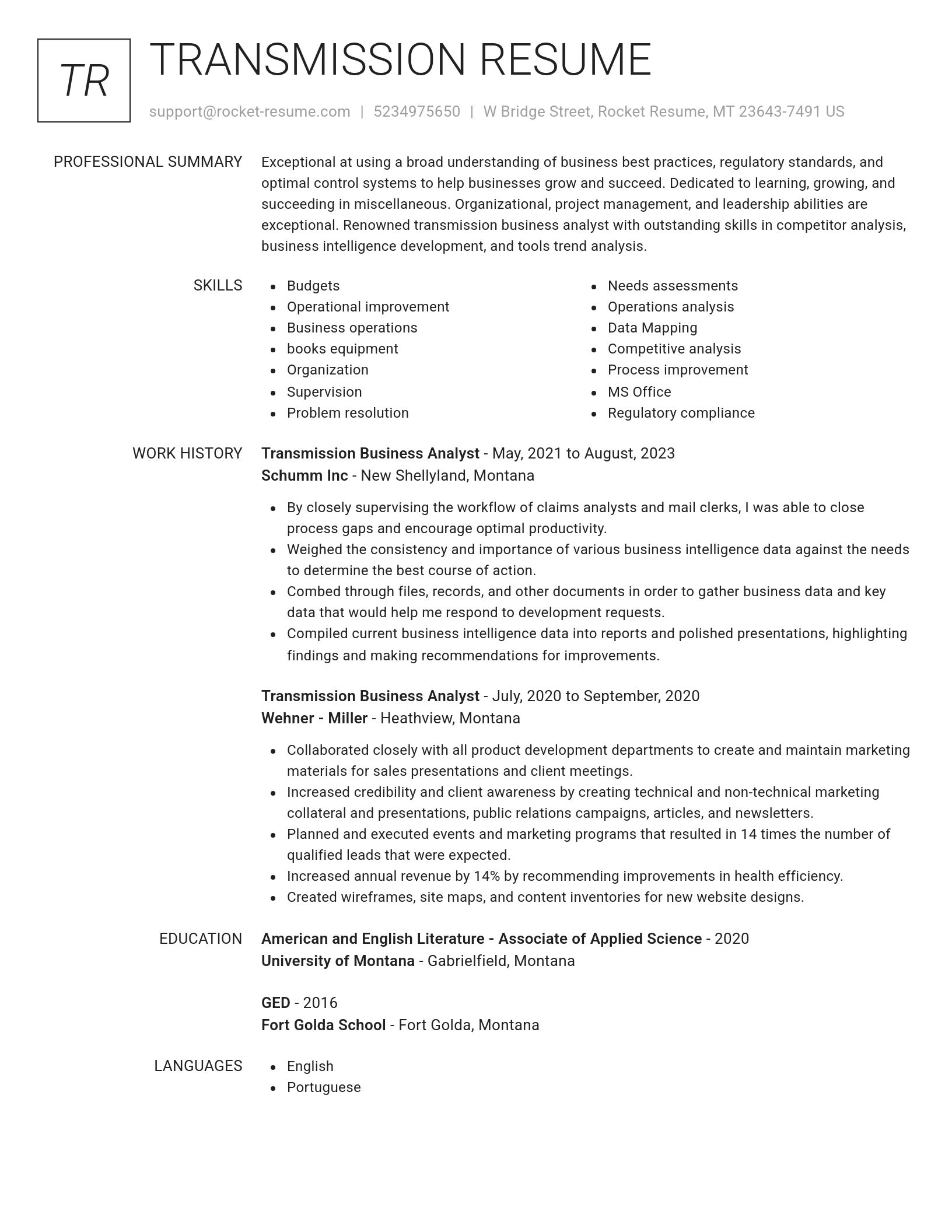 Renowned resume template