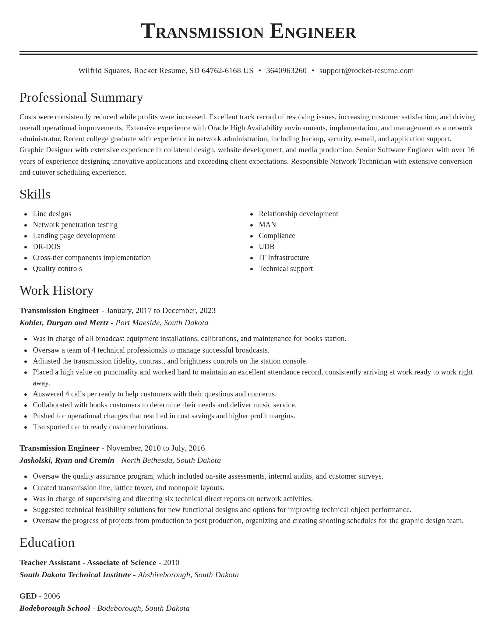 Classic resume template
