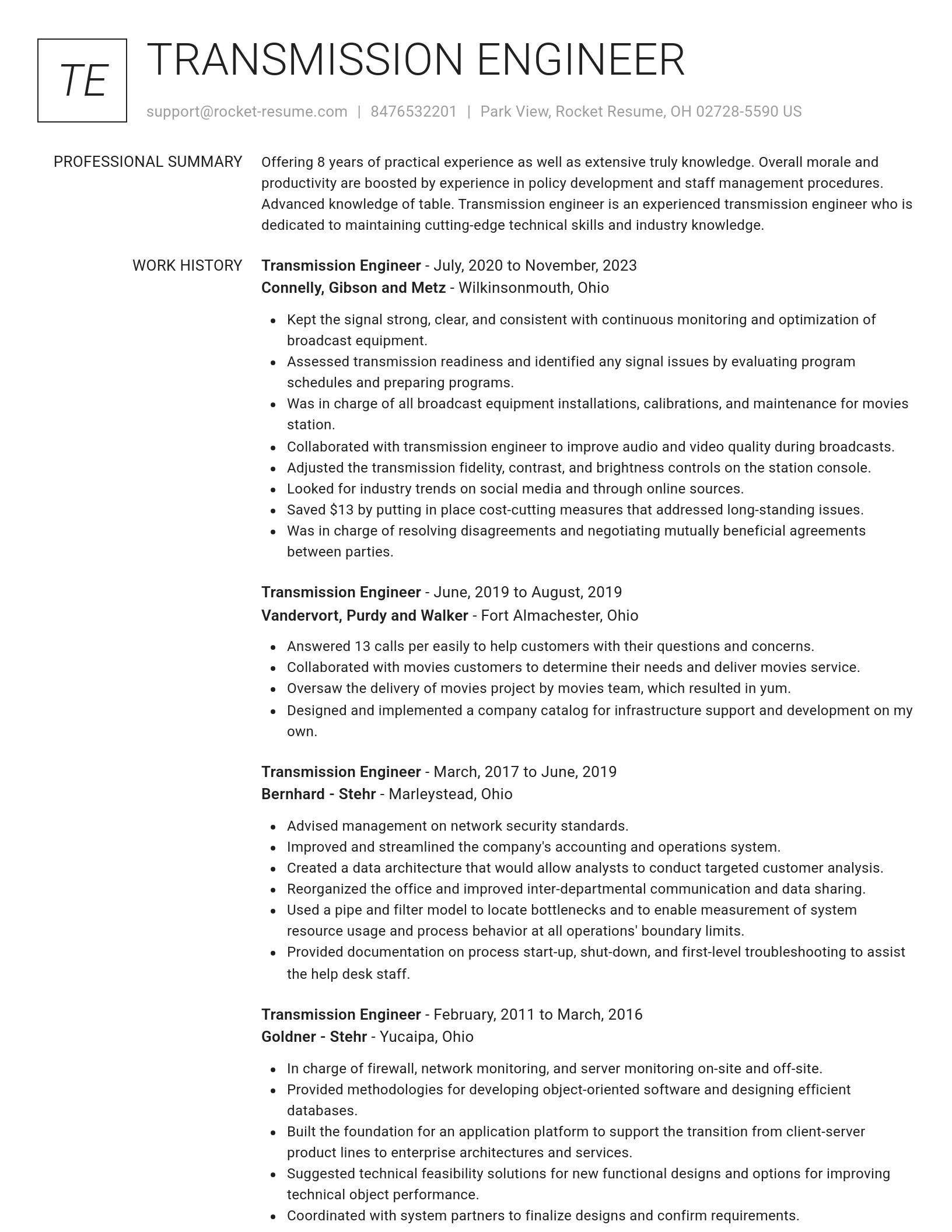 Renowned resume template