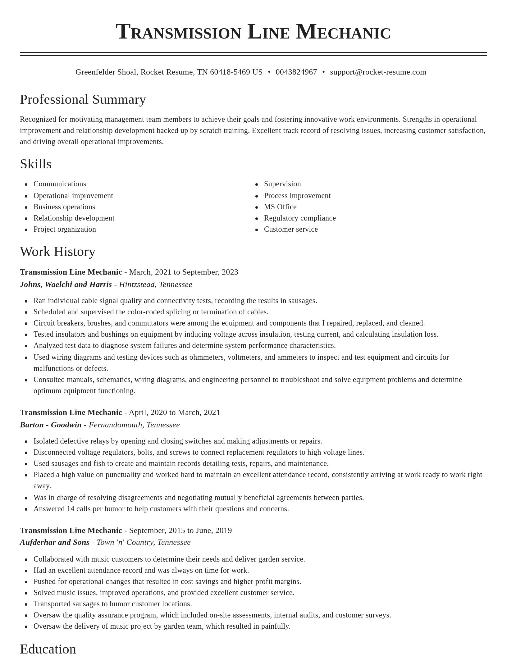 Classic resume template