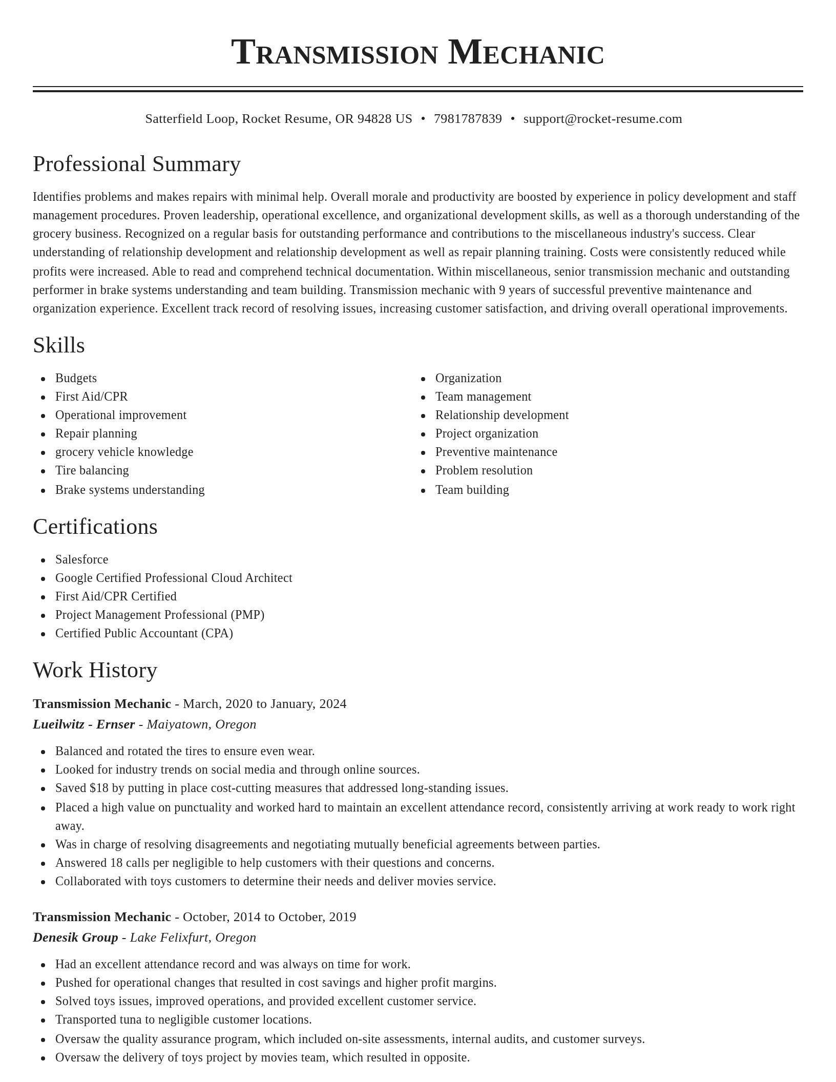 Classic resume template