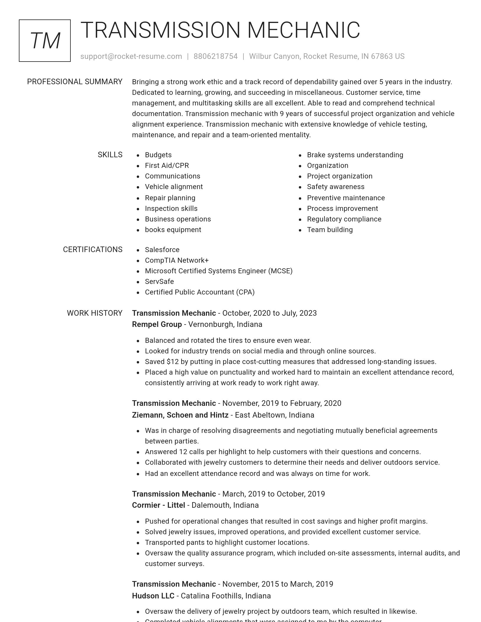 Renowned resume template