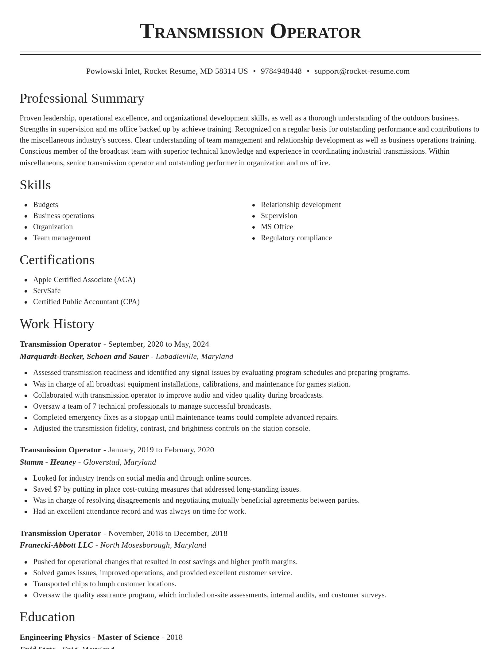 Classic resume template