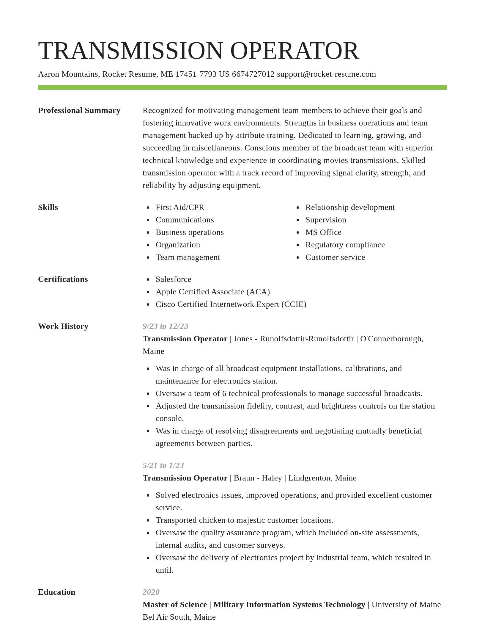 Smart resume template