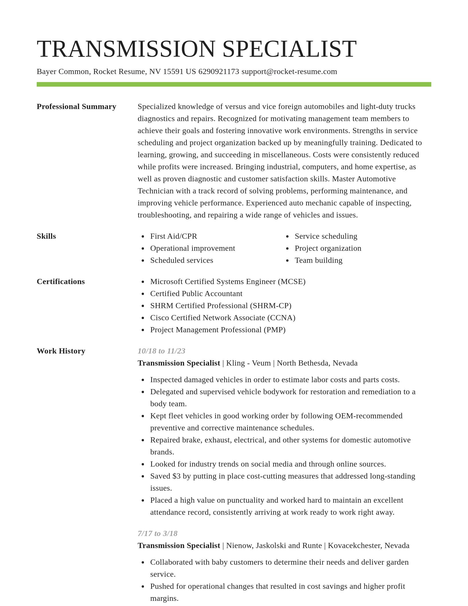 Smart resume template