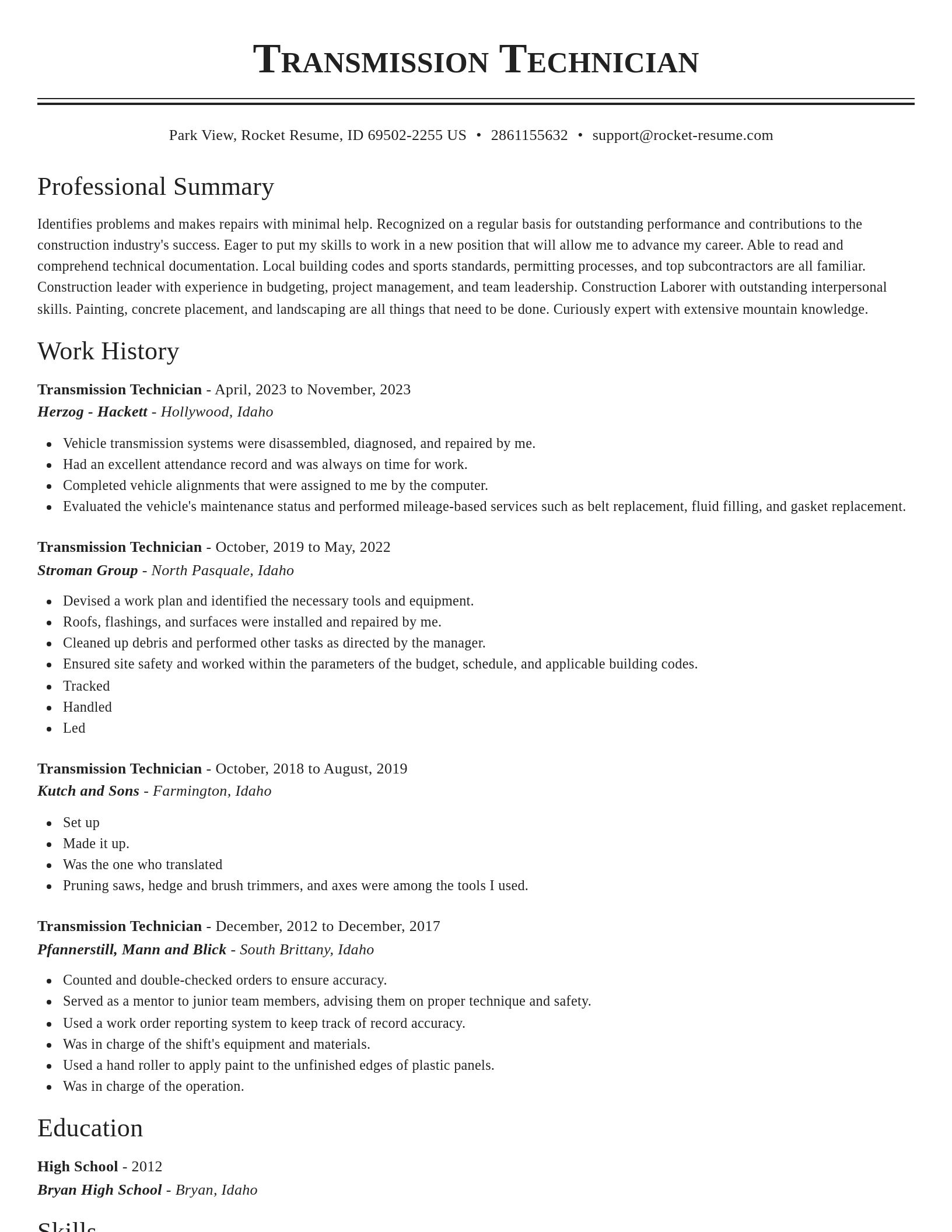 Classic resume template