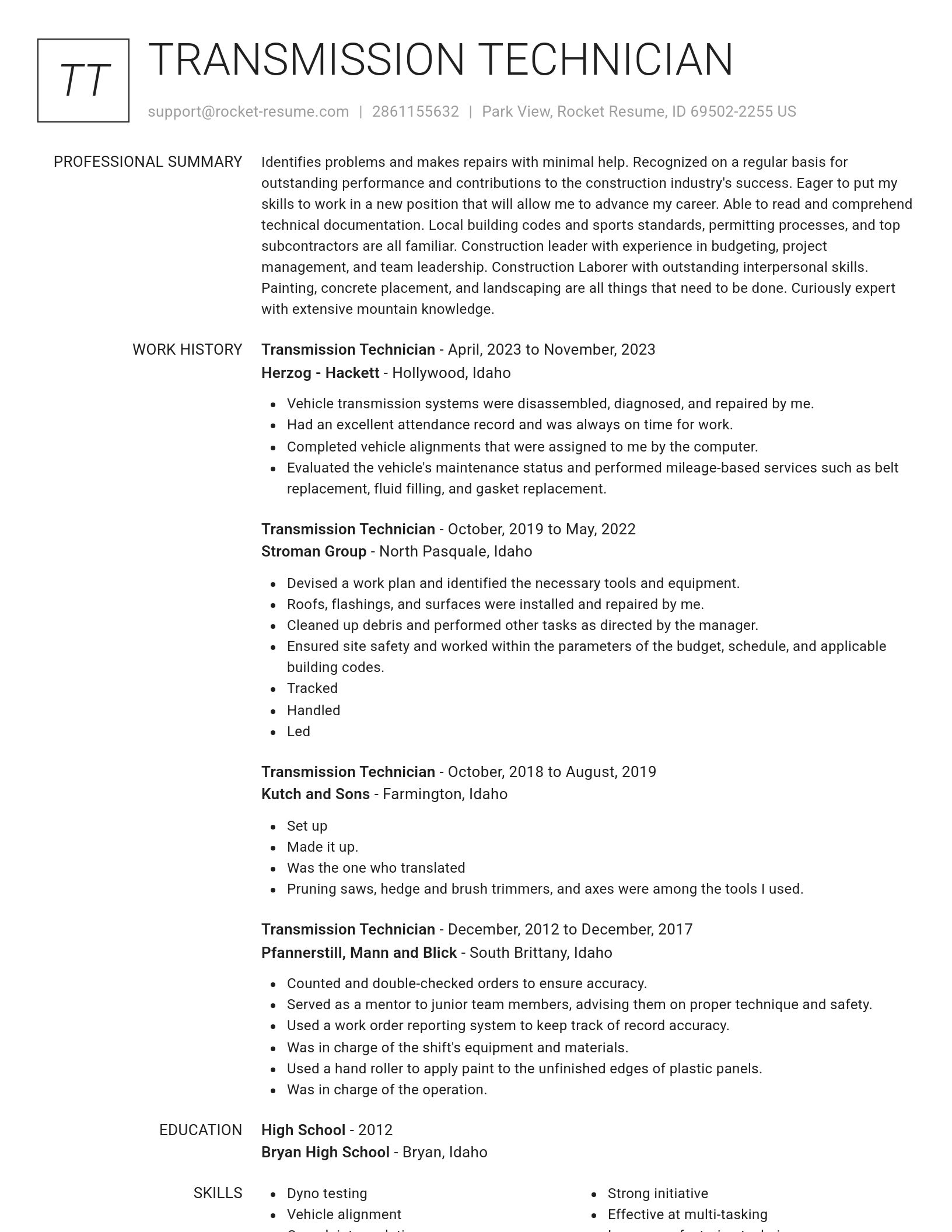 Renowned resume template