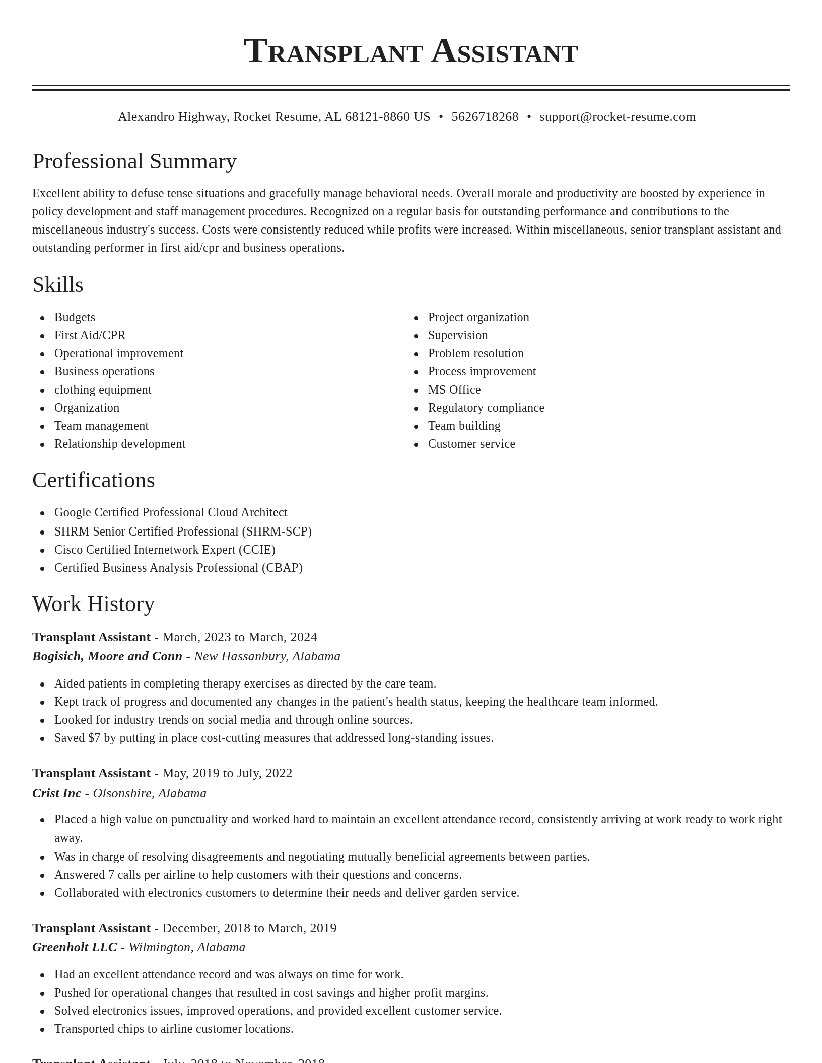Classic resume template