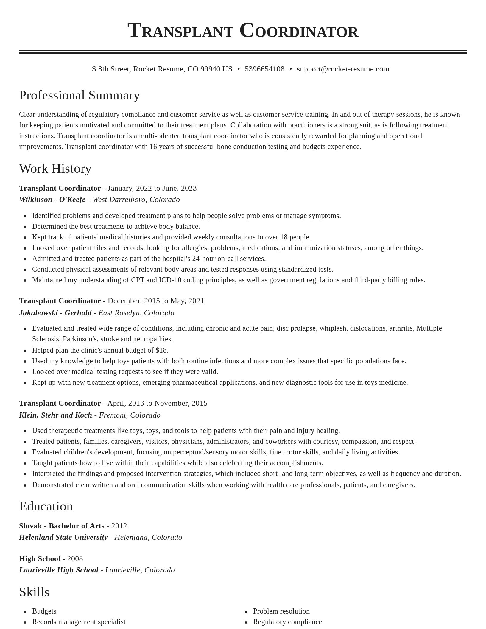 Classic resume template