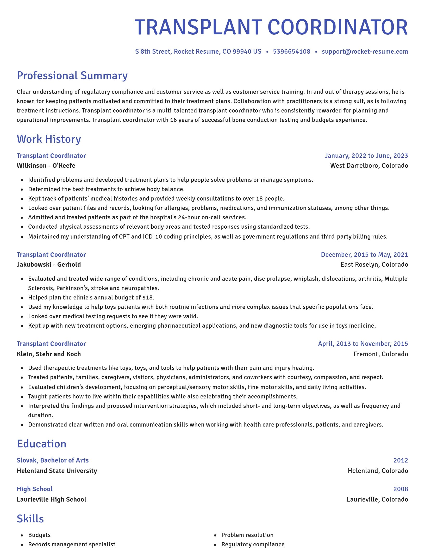 Novel resume template