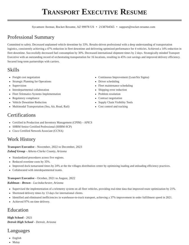 Classic resume template