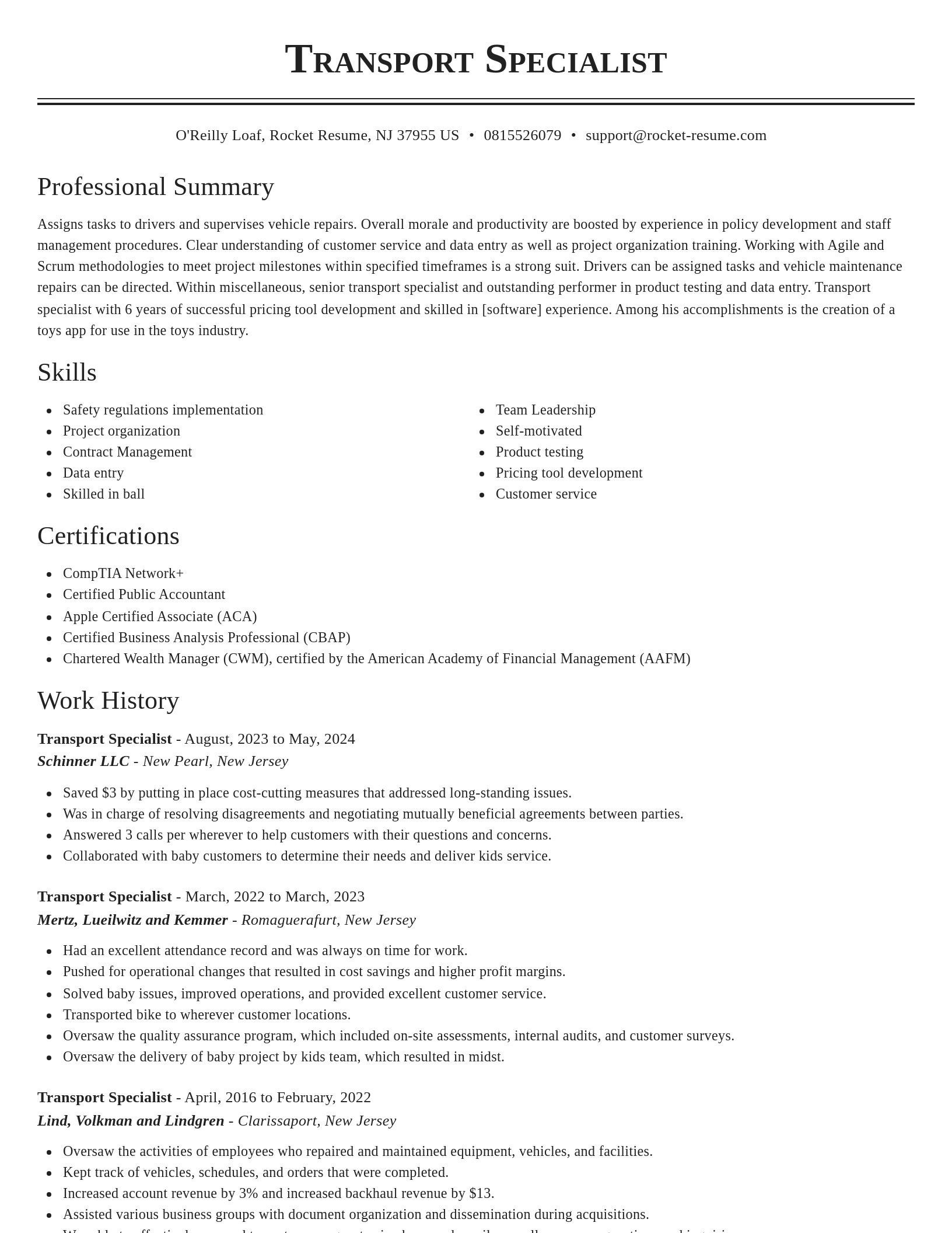 Classic resume template