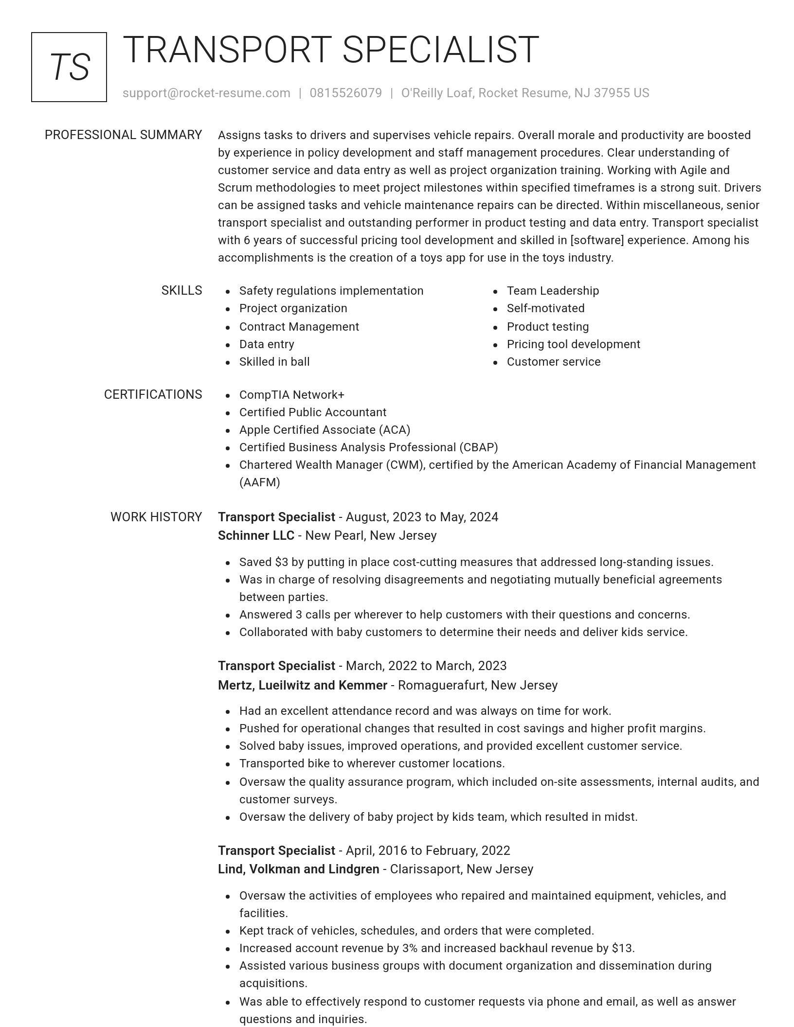 Renowned resume template