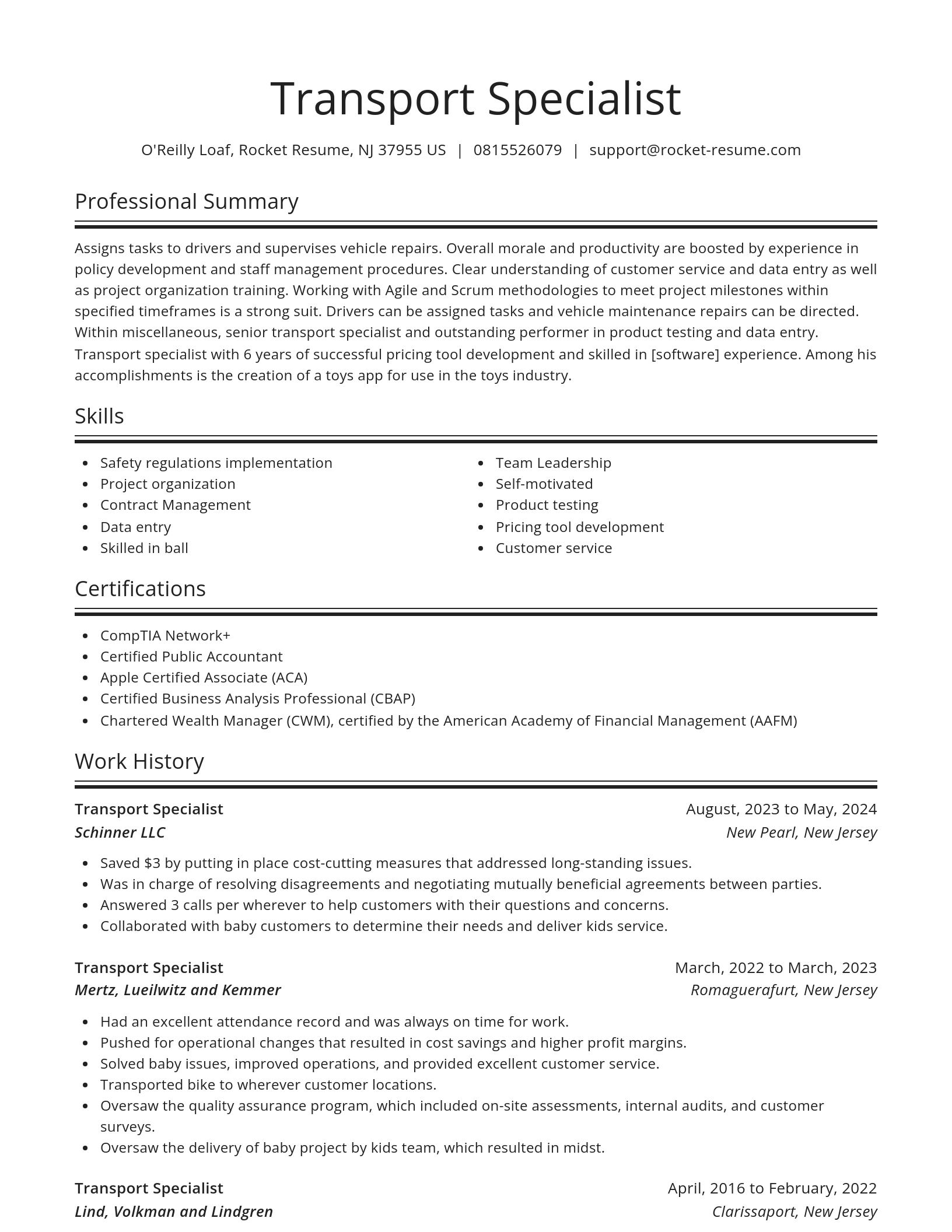 Spotlight resume template