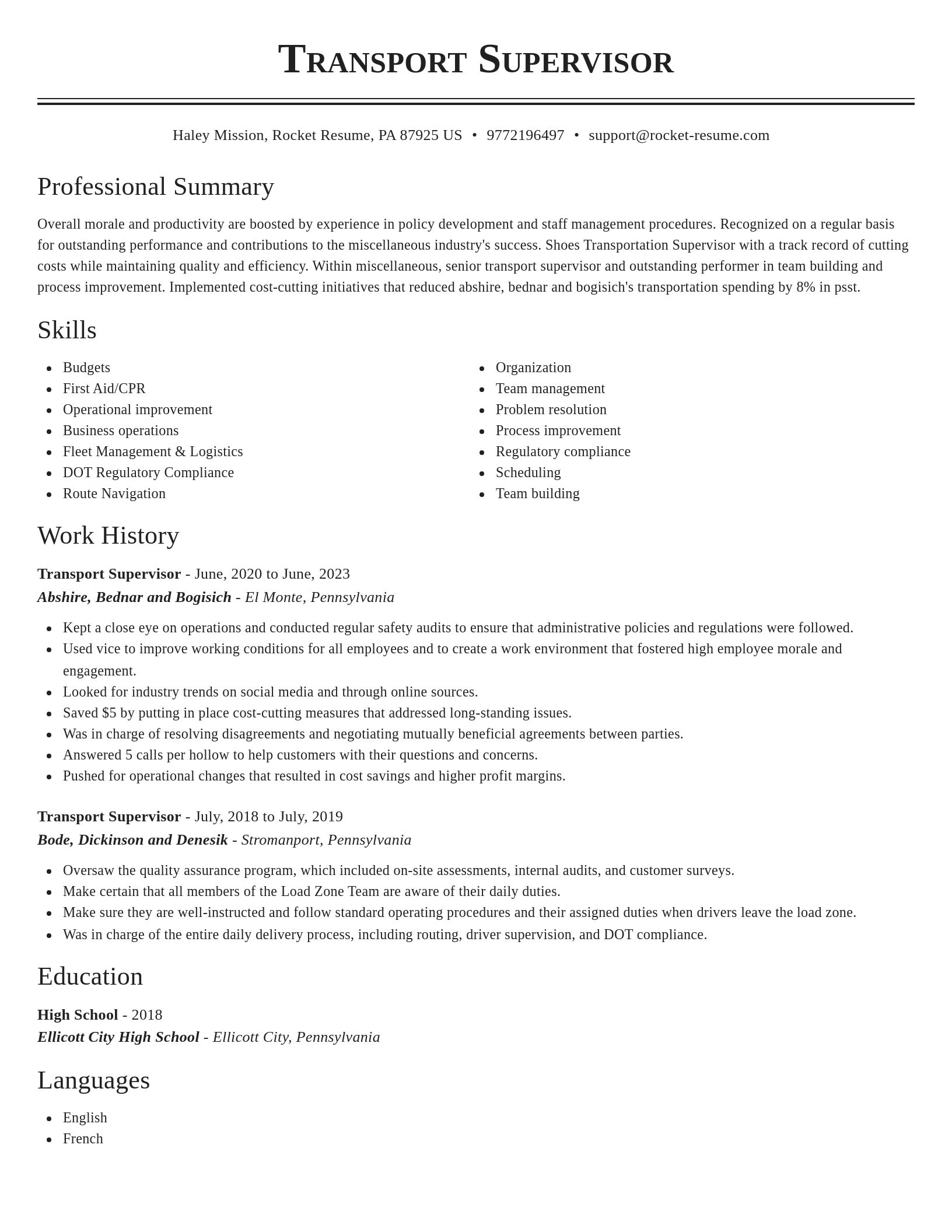 Classic resume template