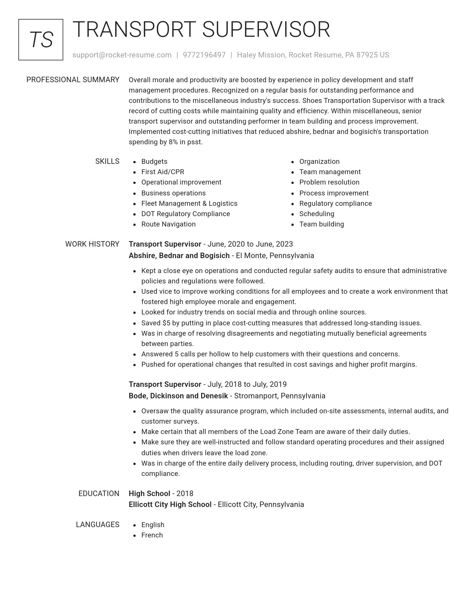 Renowned resume template