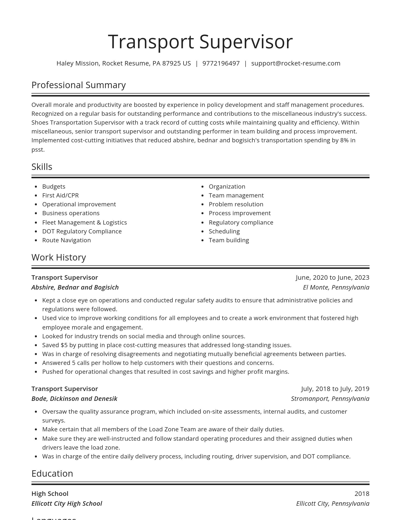Spotlight resume template