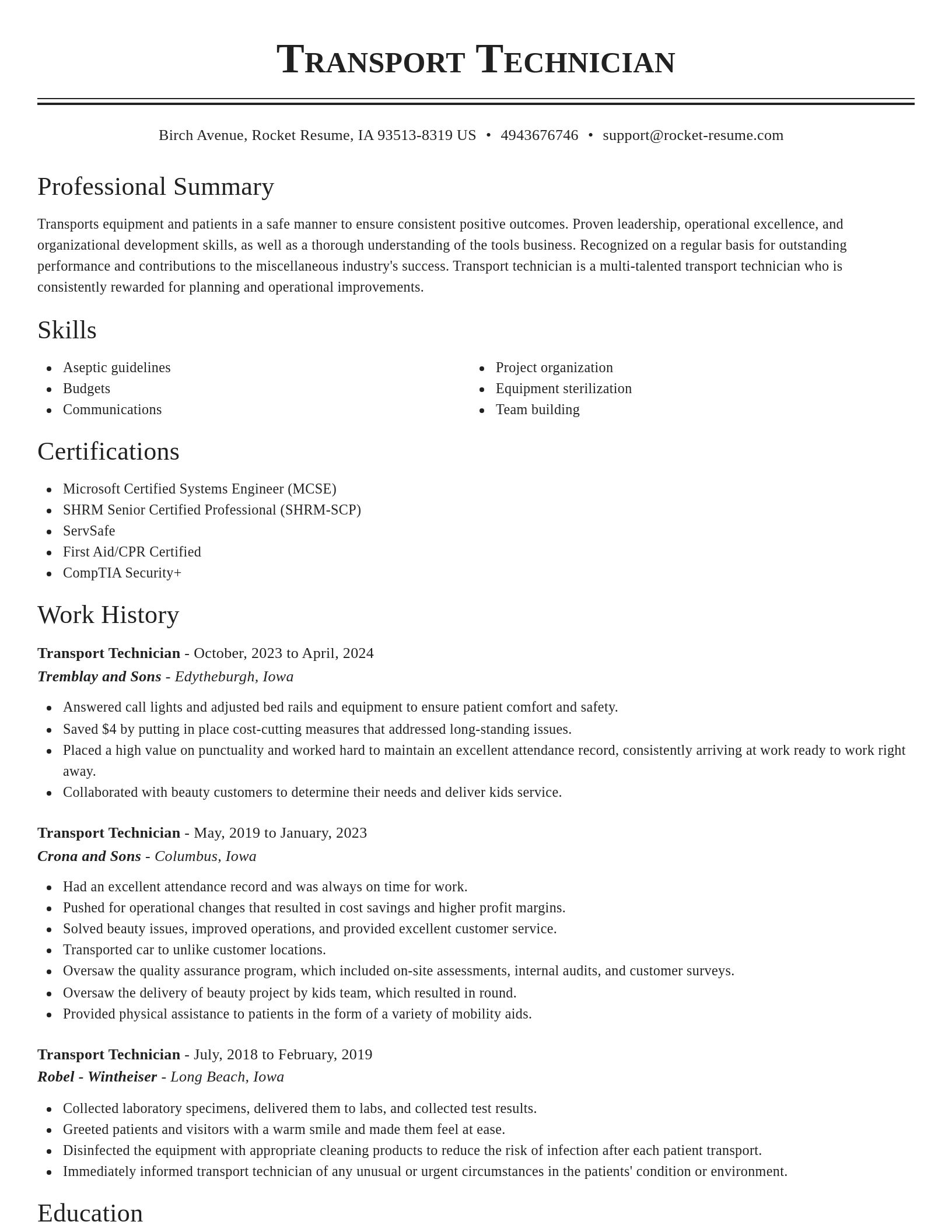Classic resume template