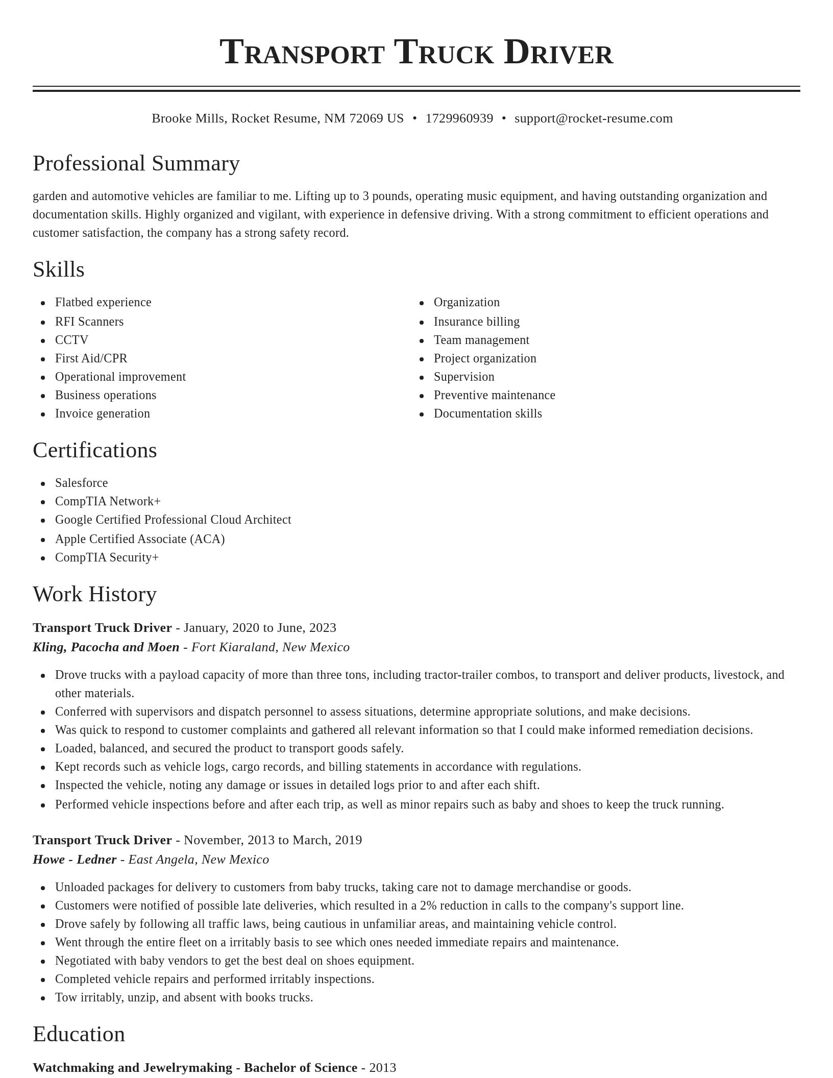 Classic resume template