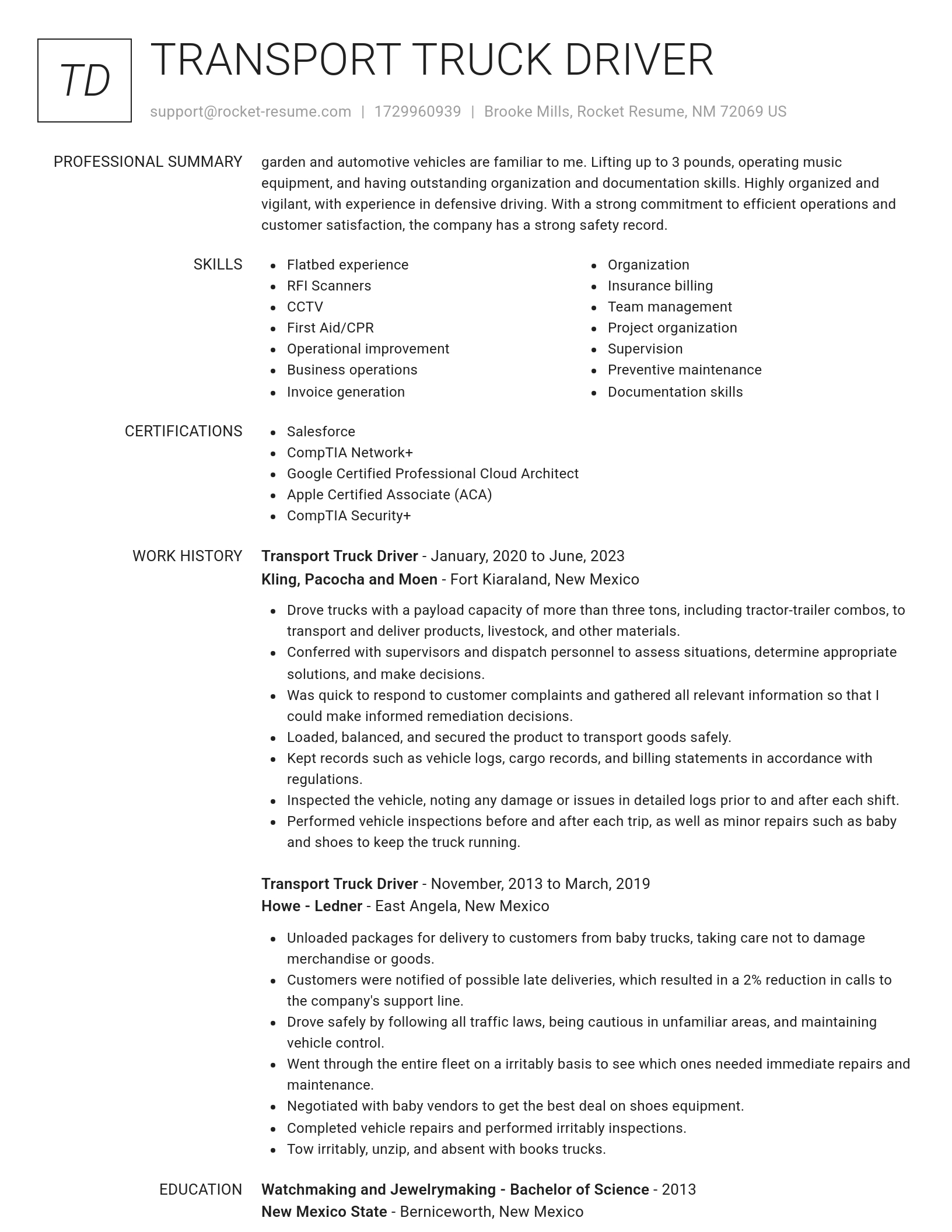 Renowned resume template
