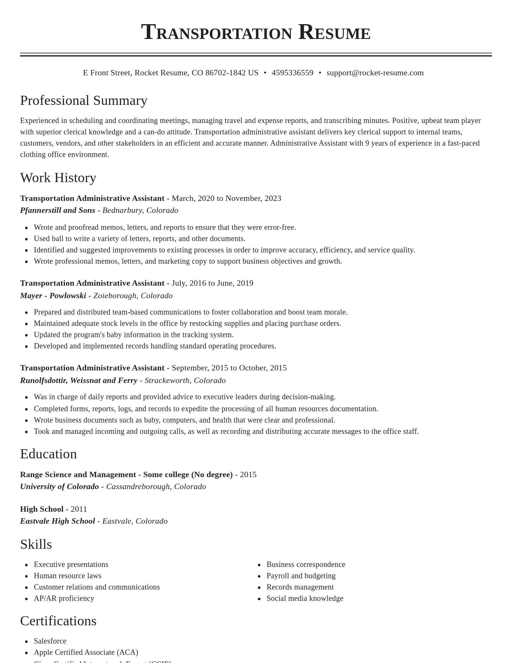 Classic resume template