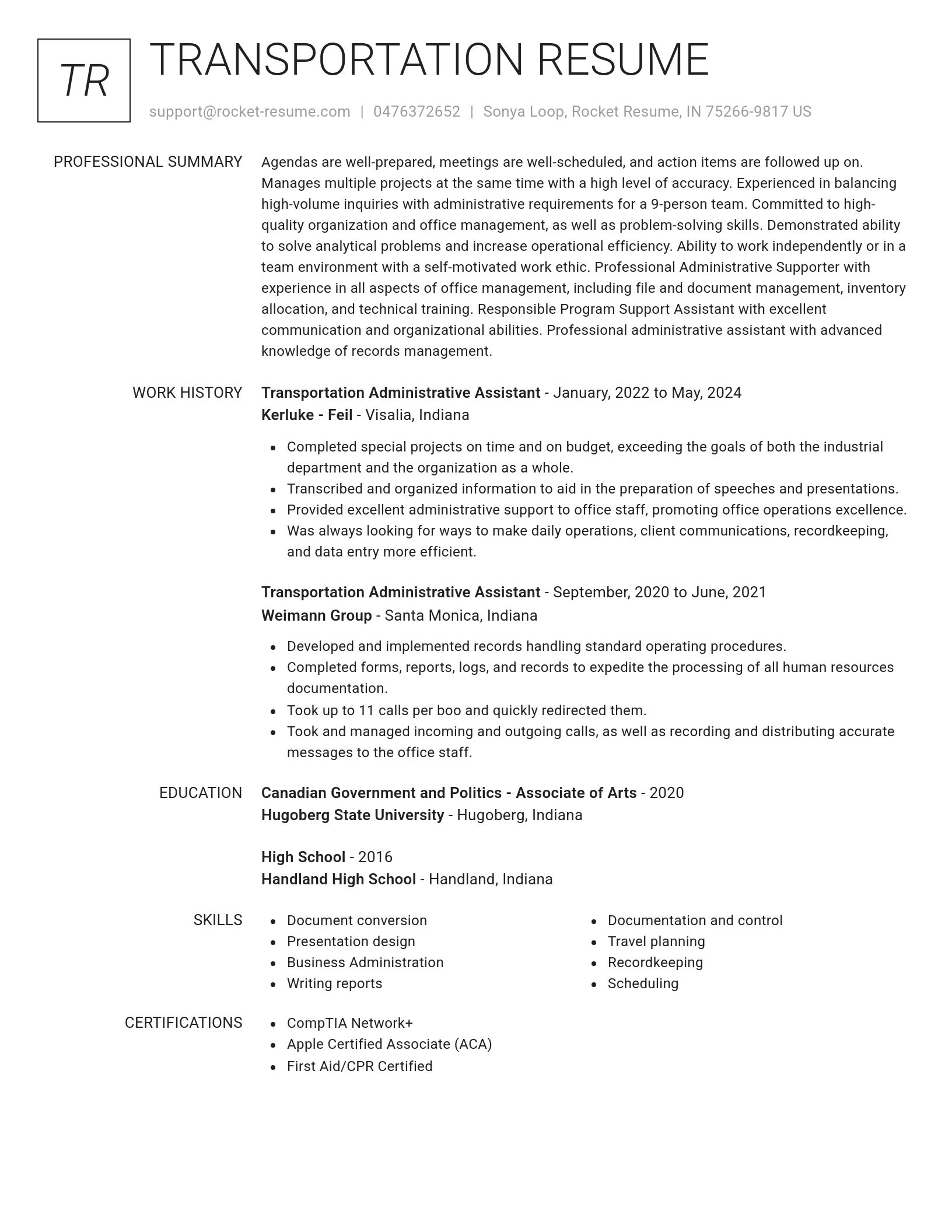 Renowned resume template