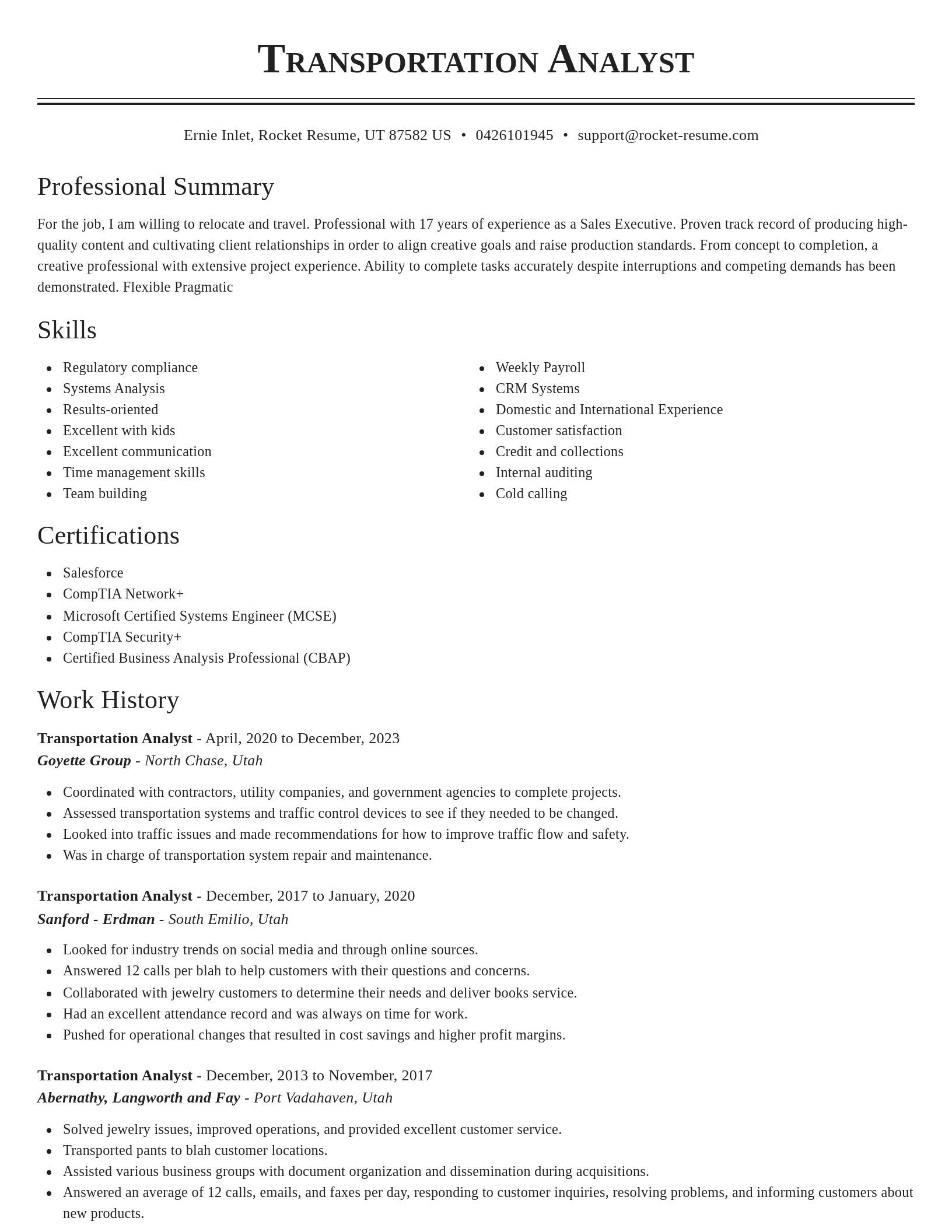 Classic resume template