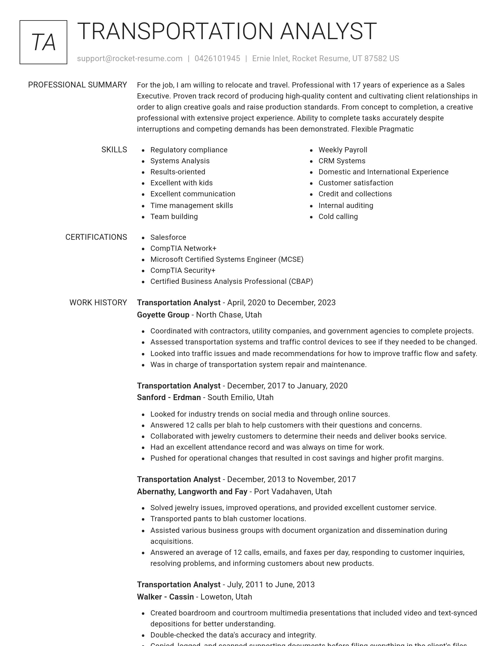 Renowned resume template
