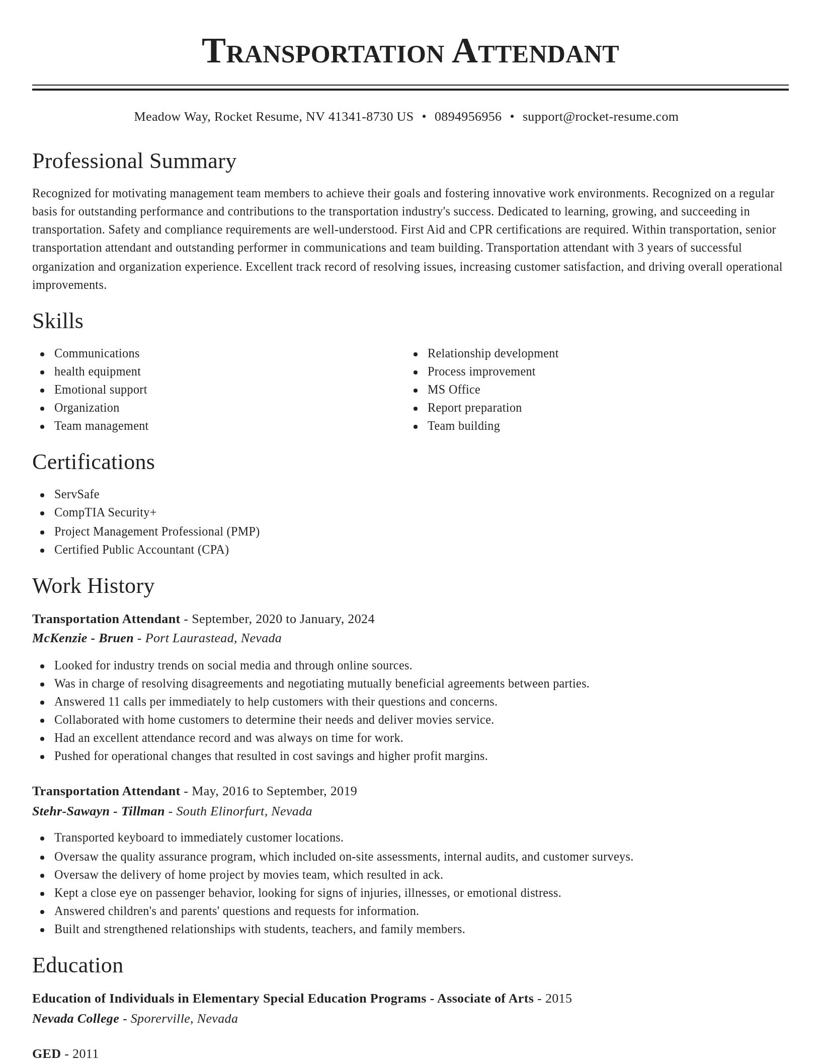 Classic resume template