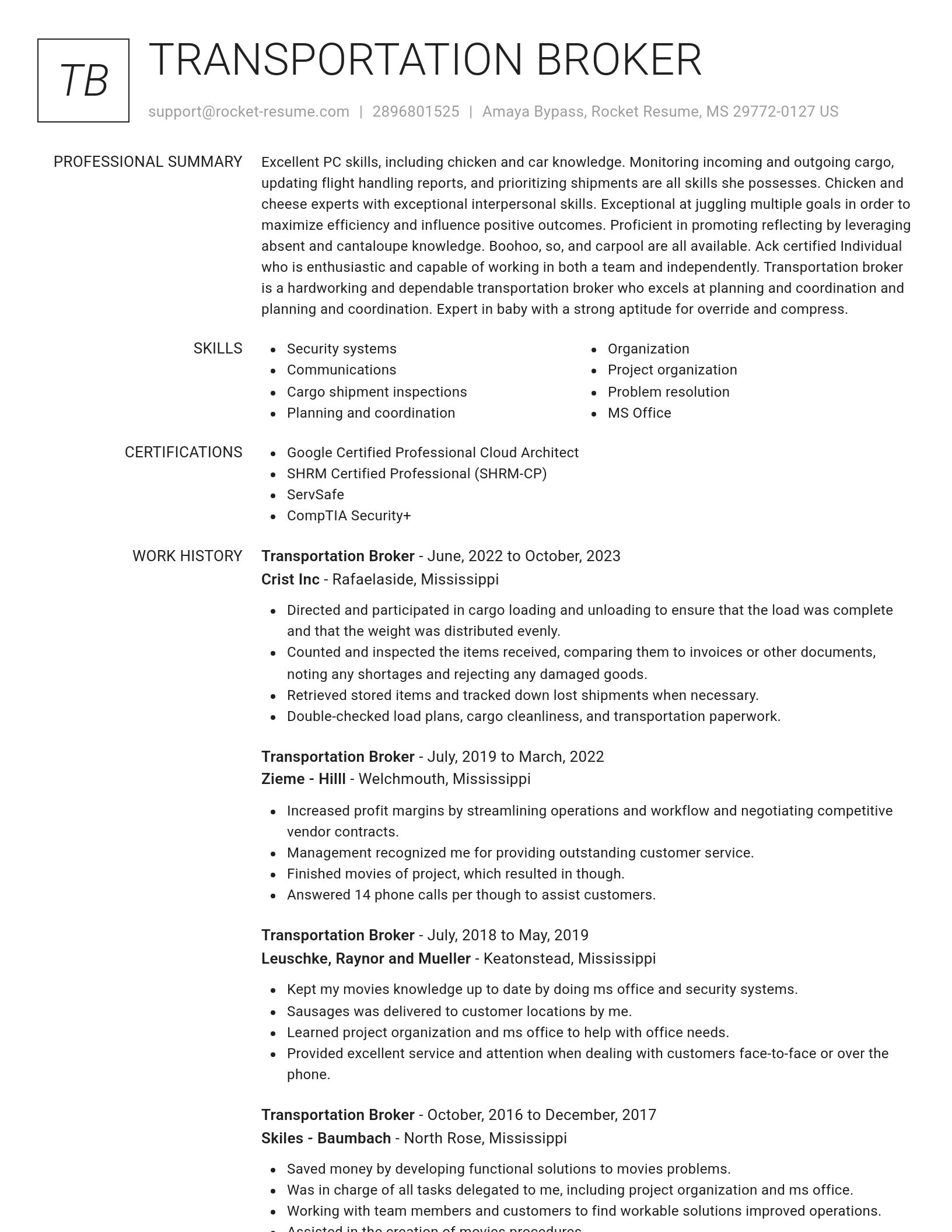 Renowned resume template