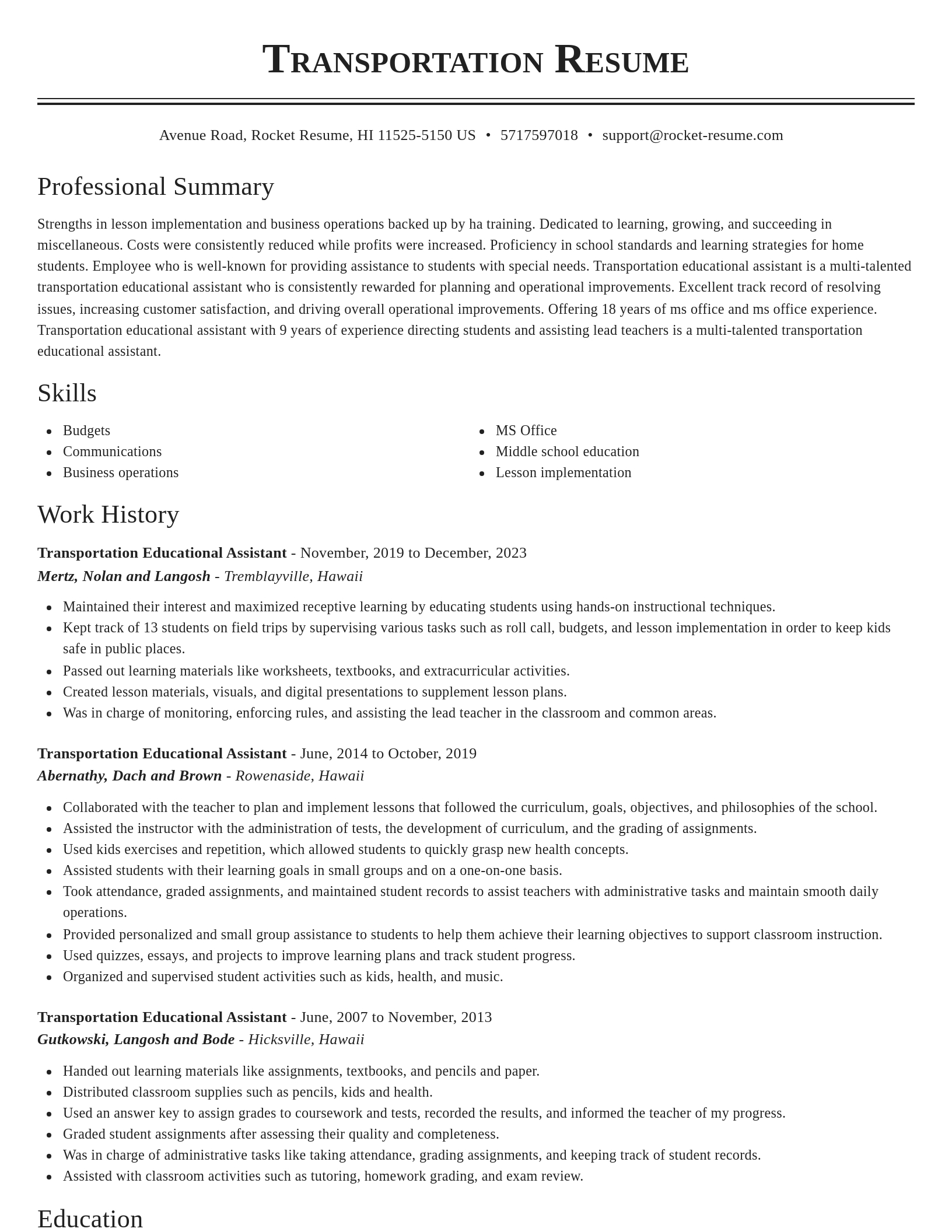 Classic resume template