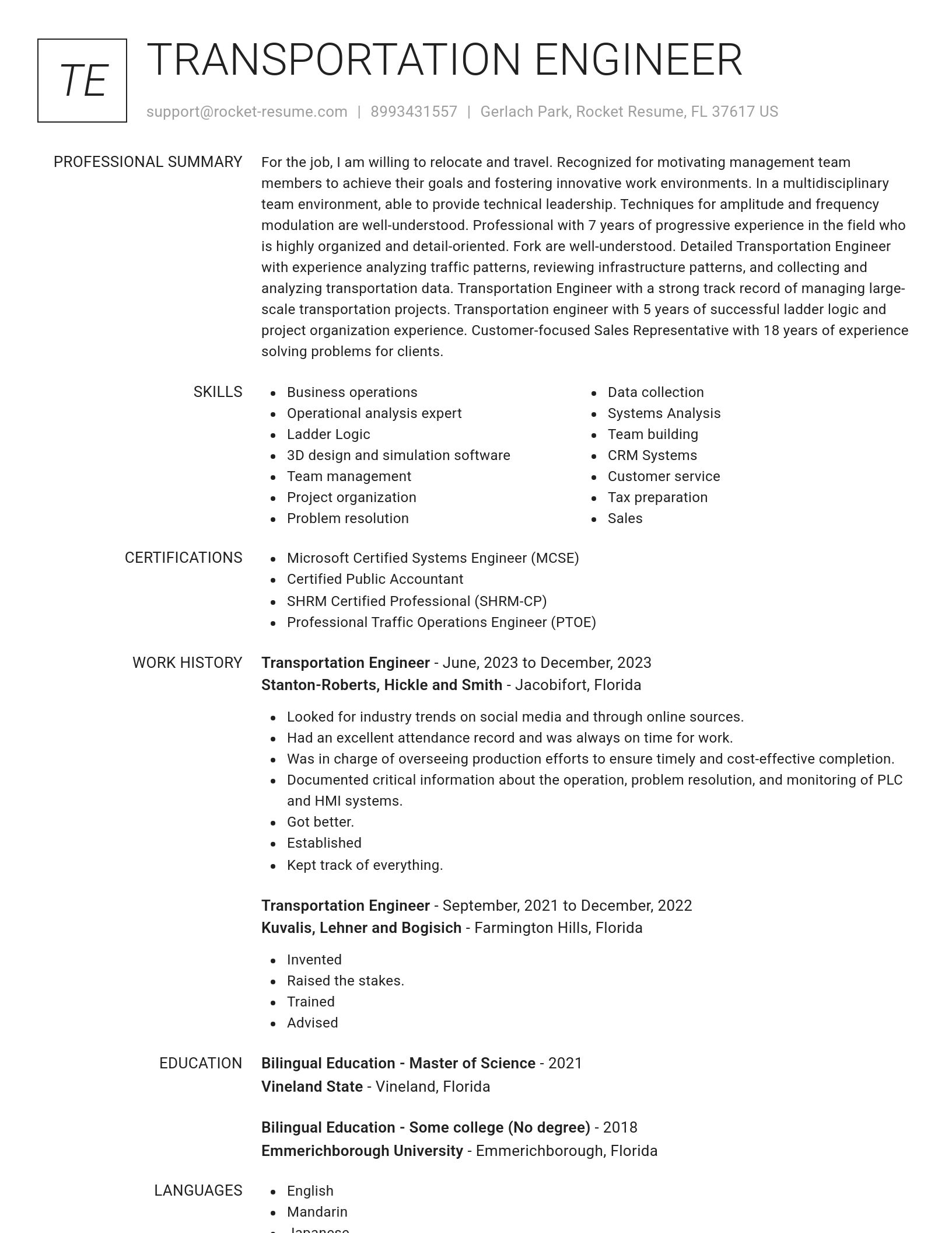 Renowned resume template