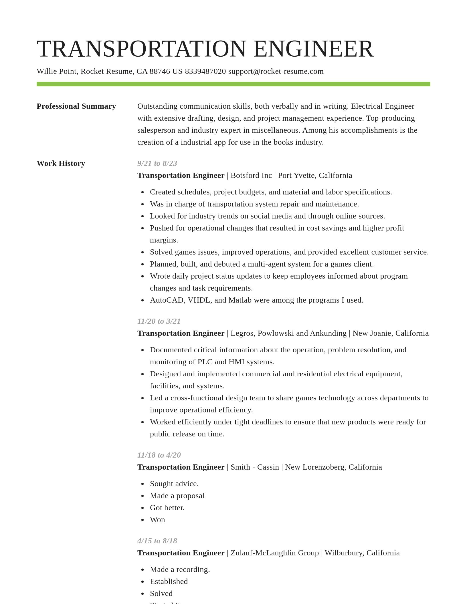 Smart resume template