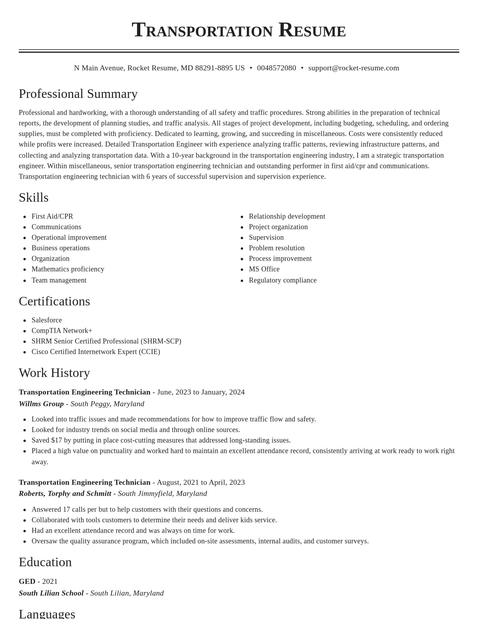 Classic resume template