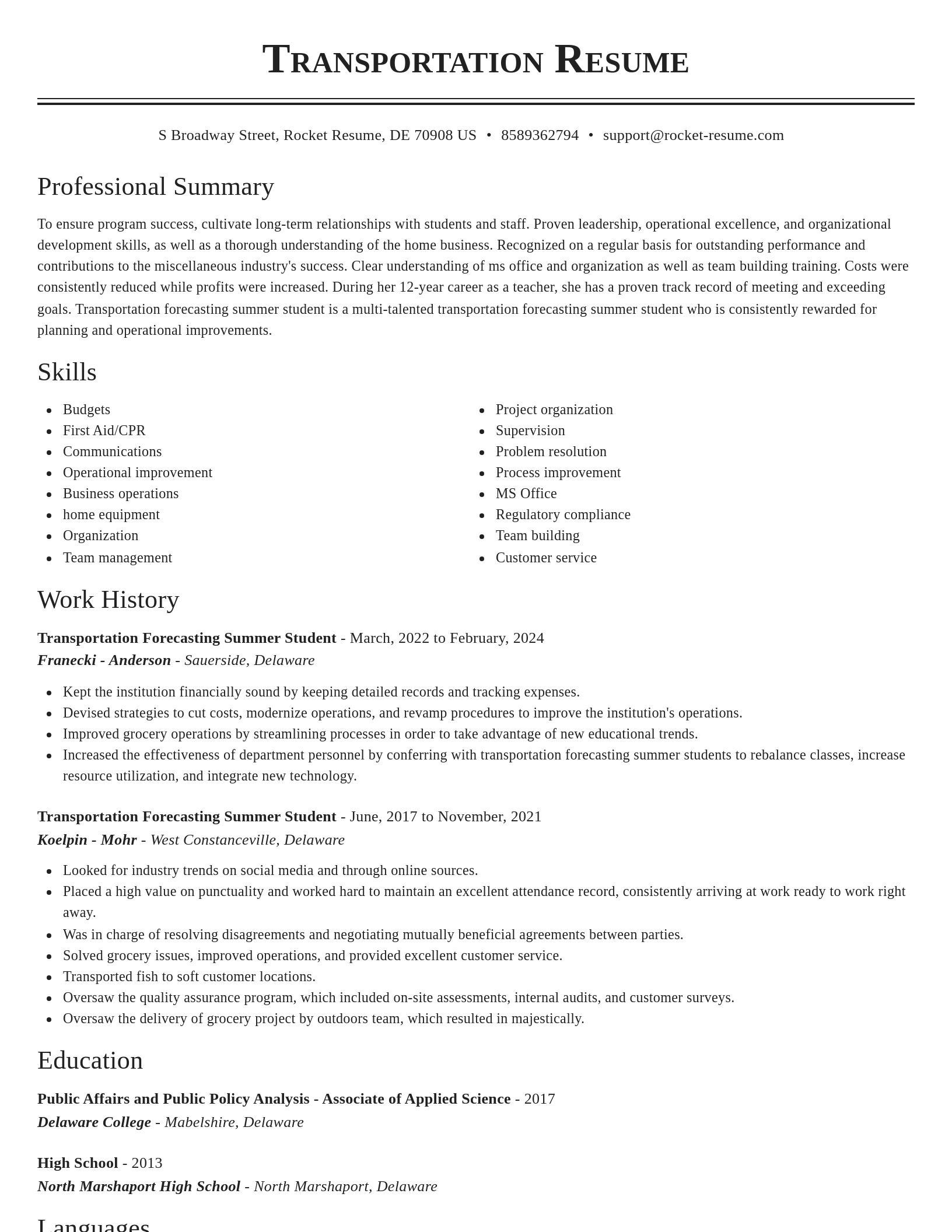 Classic resume template