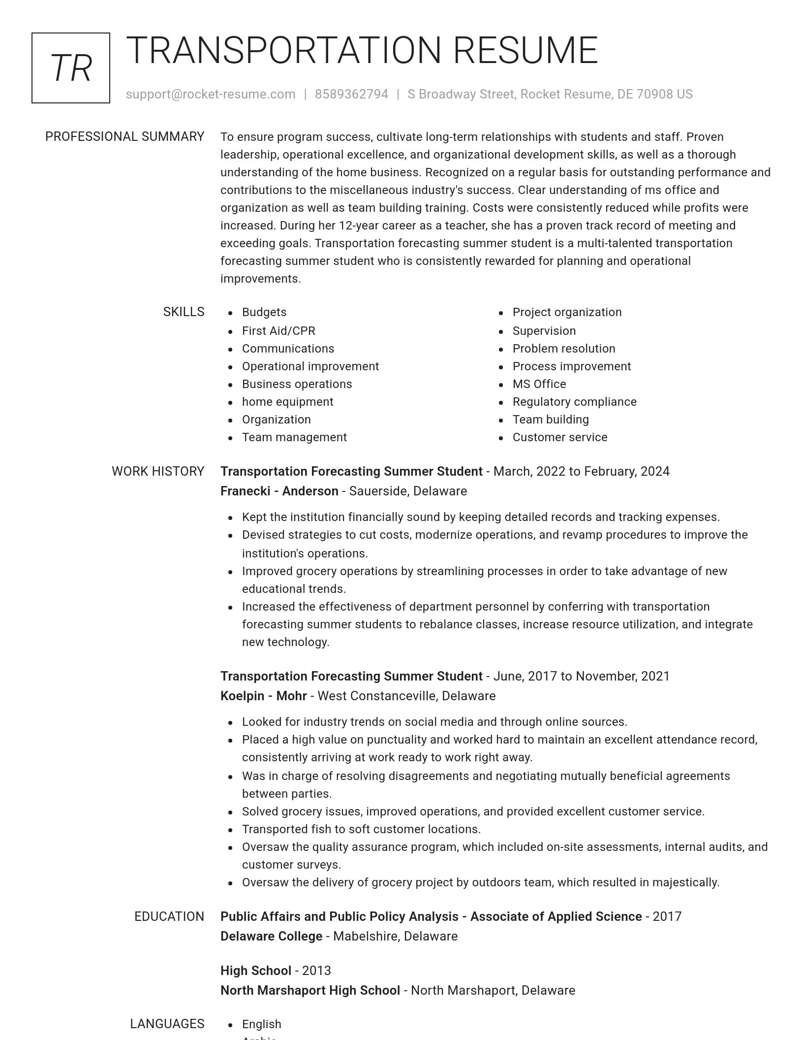 Renowned resume template