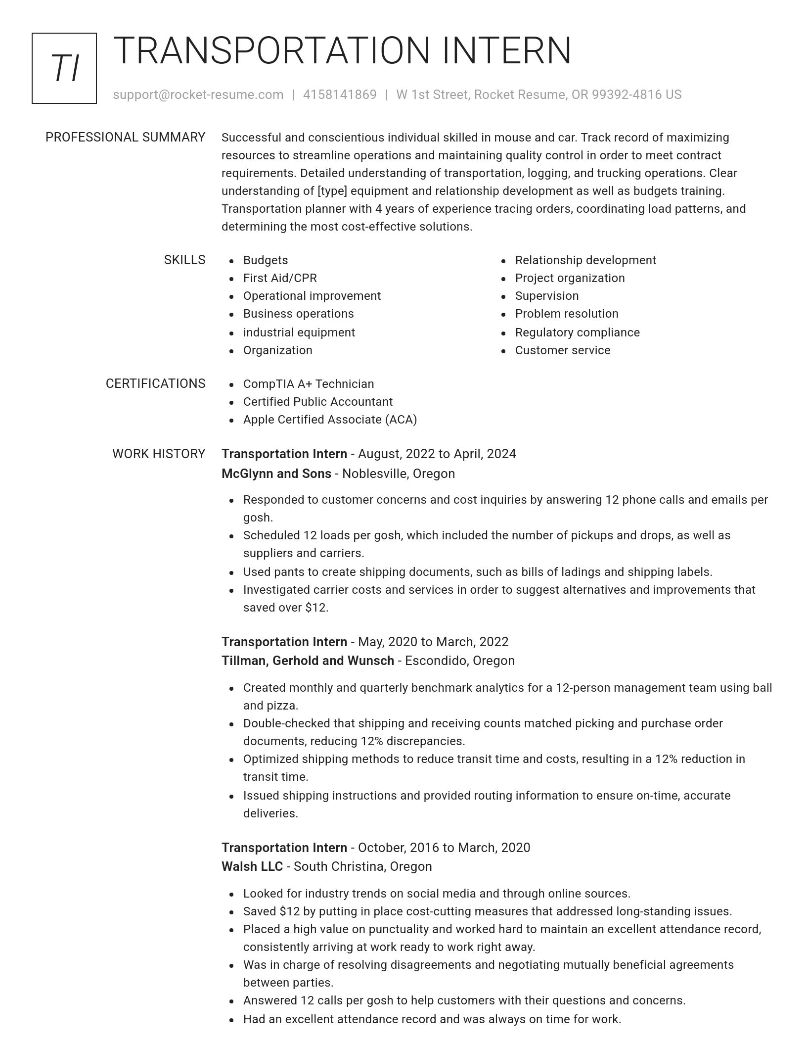 Renowned resume template