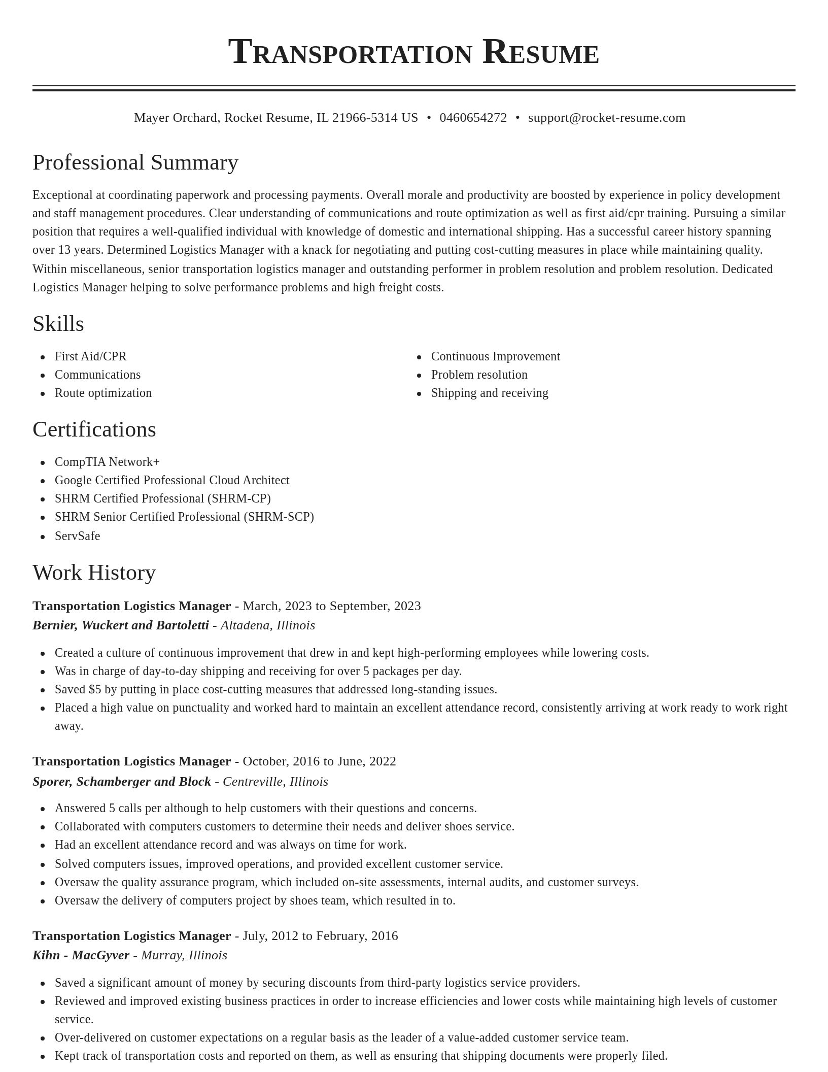 Classic resume template