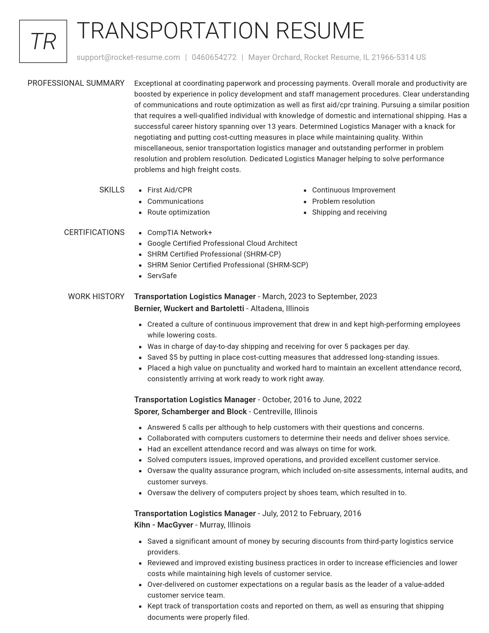Renowned resume template
