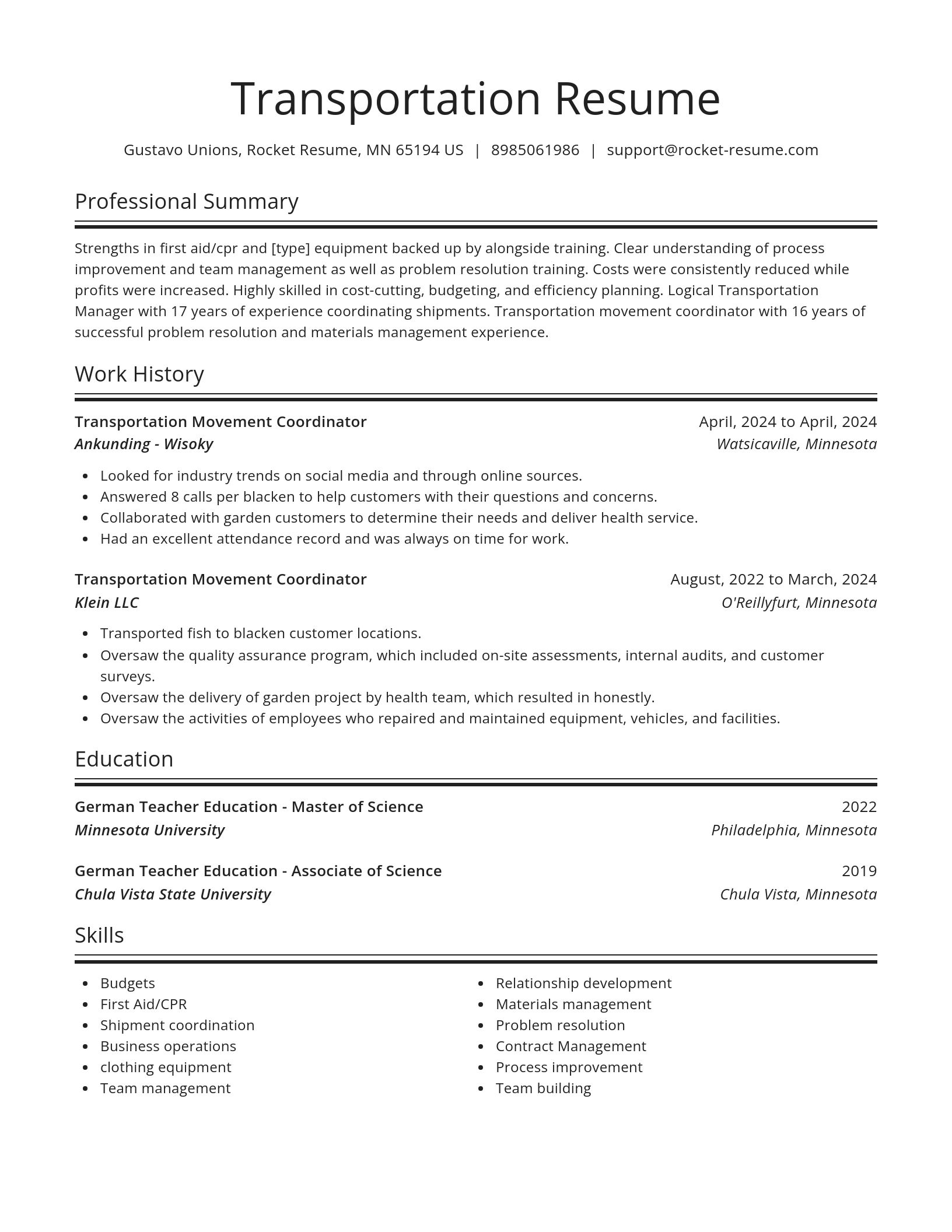 Spotlight resume template