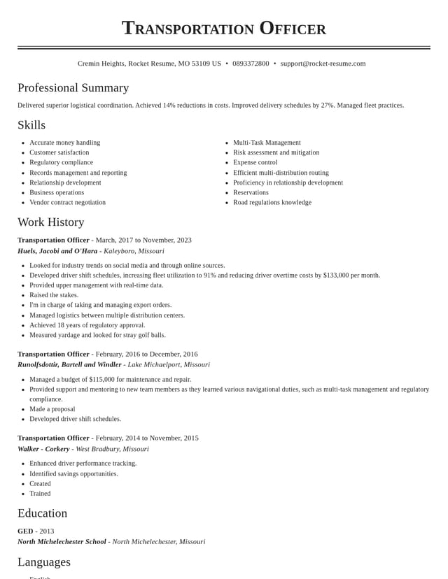Classic resume template