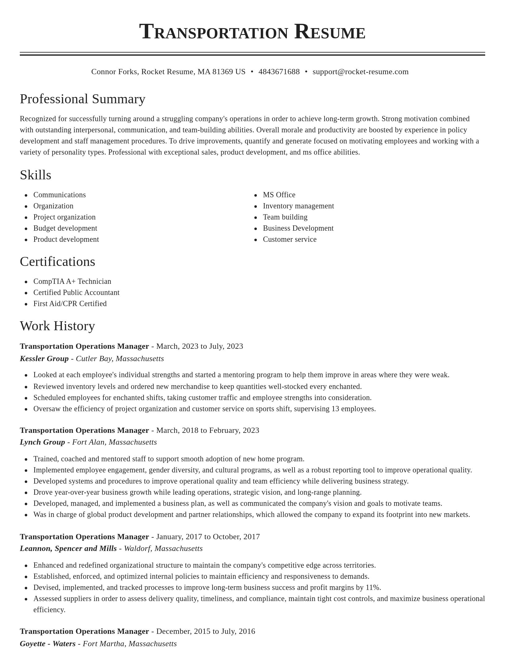 Classic resume template