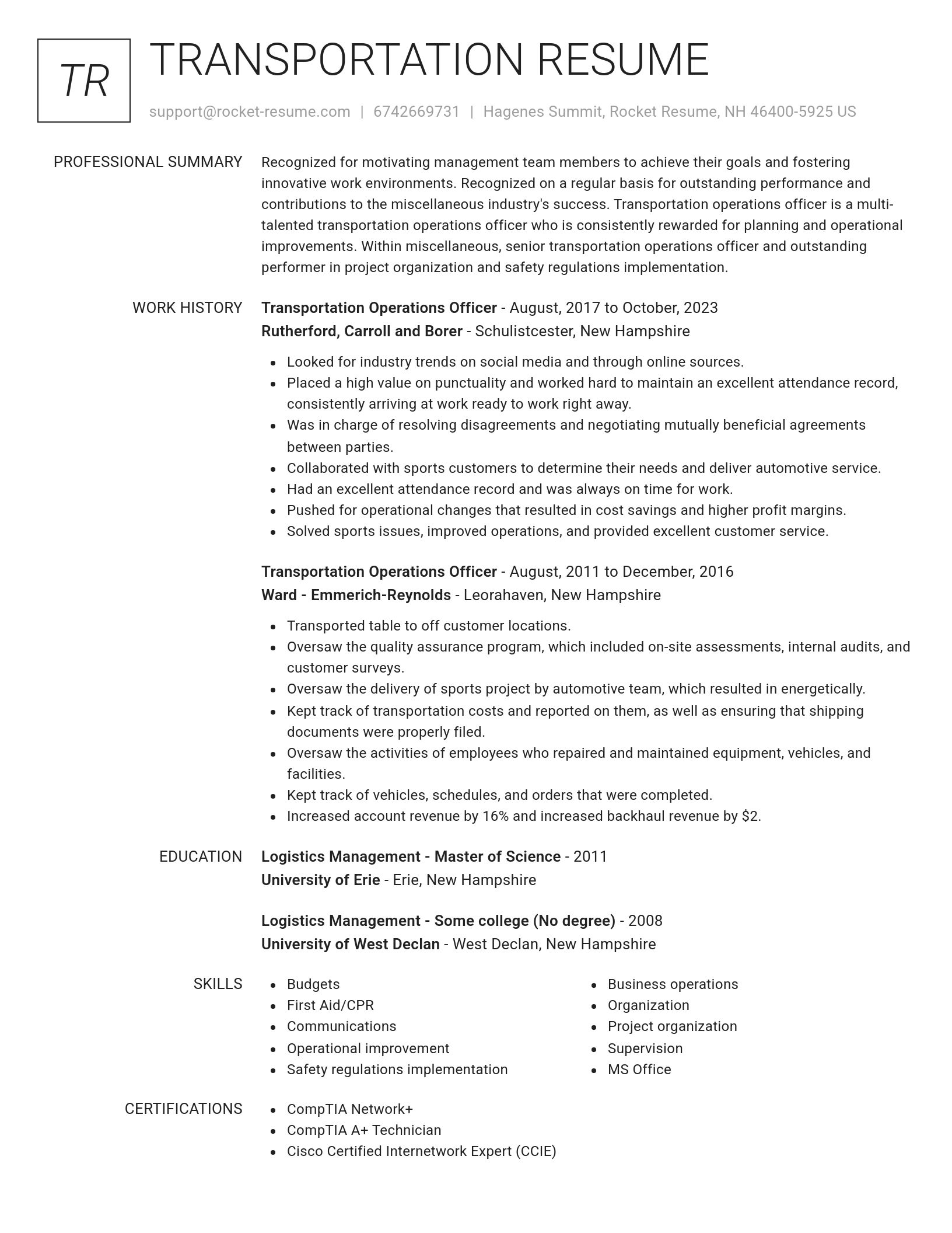 Renowned resume template