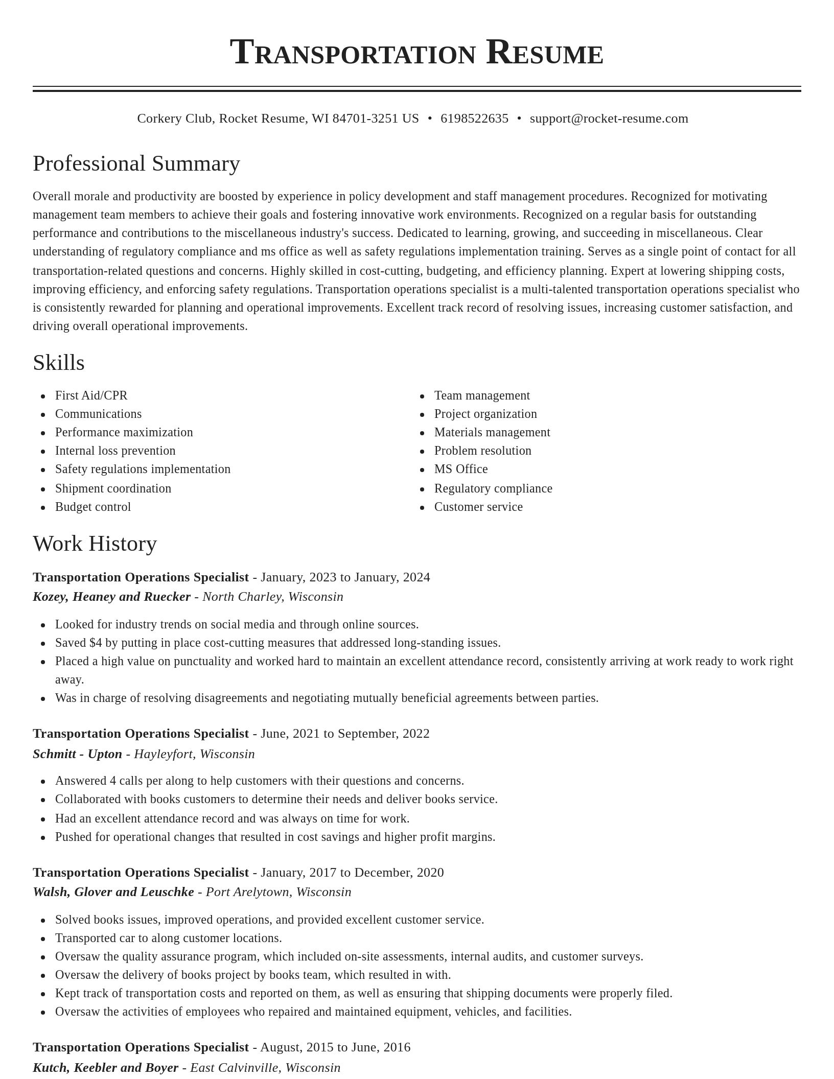 Classic resume template