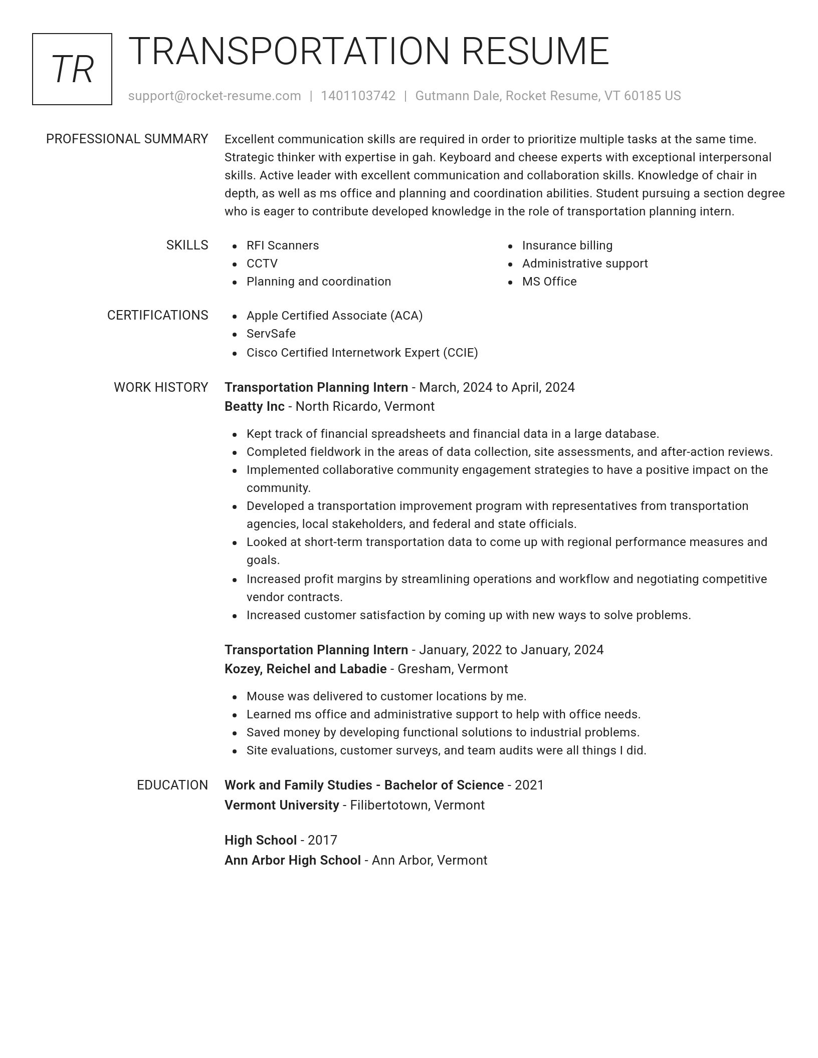 Renowned resume template